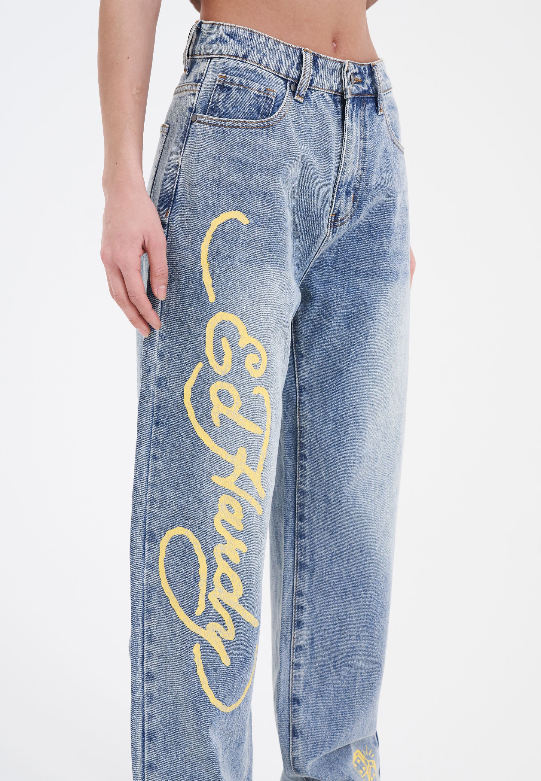 Womens Born-Wild Relaxed Fit Denim Trousers Jeans - Bleach - Image 5