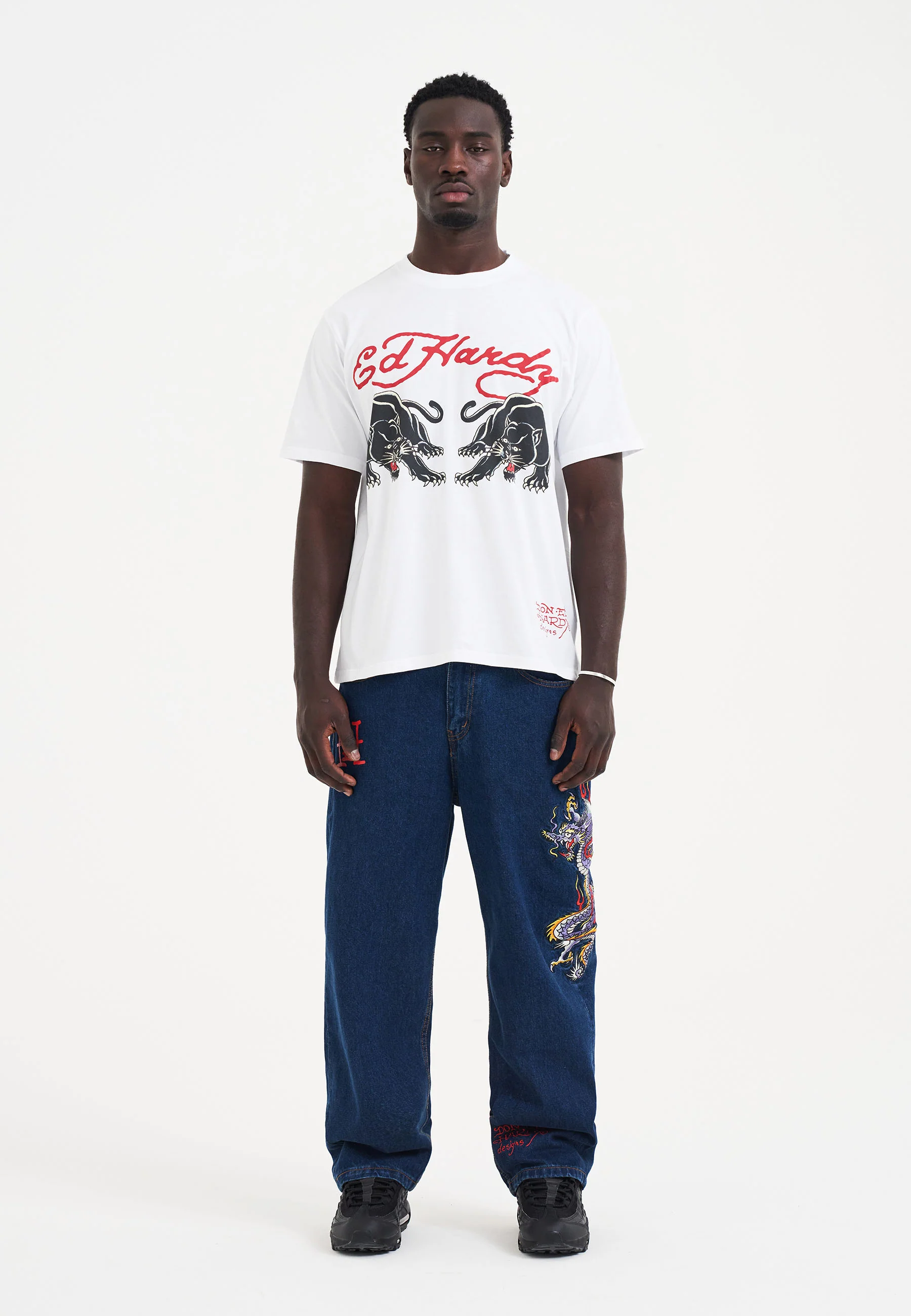 Mens Double-Panther T-Shirt - White - Image 3