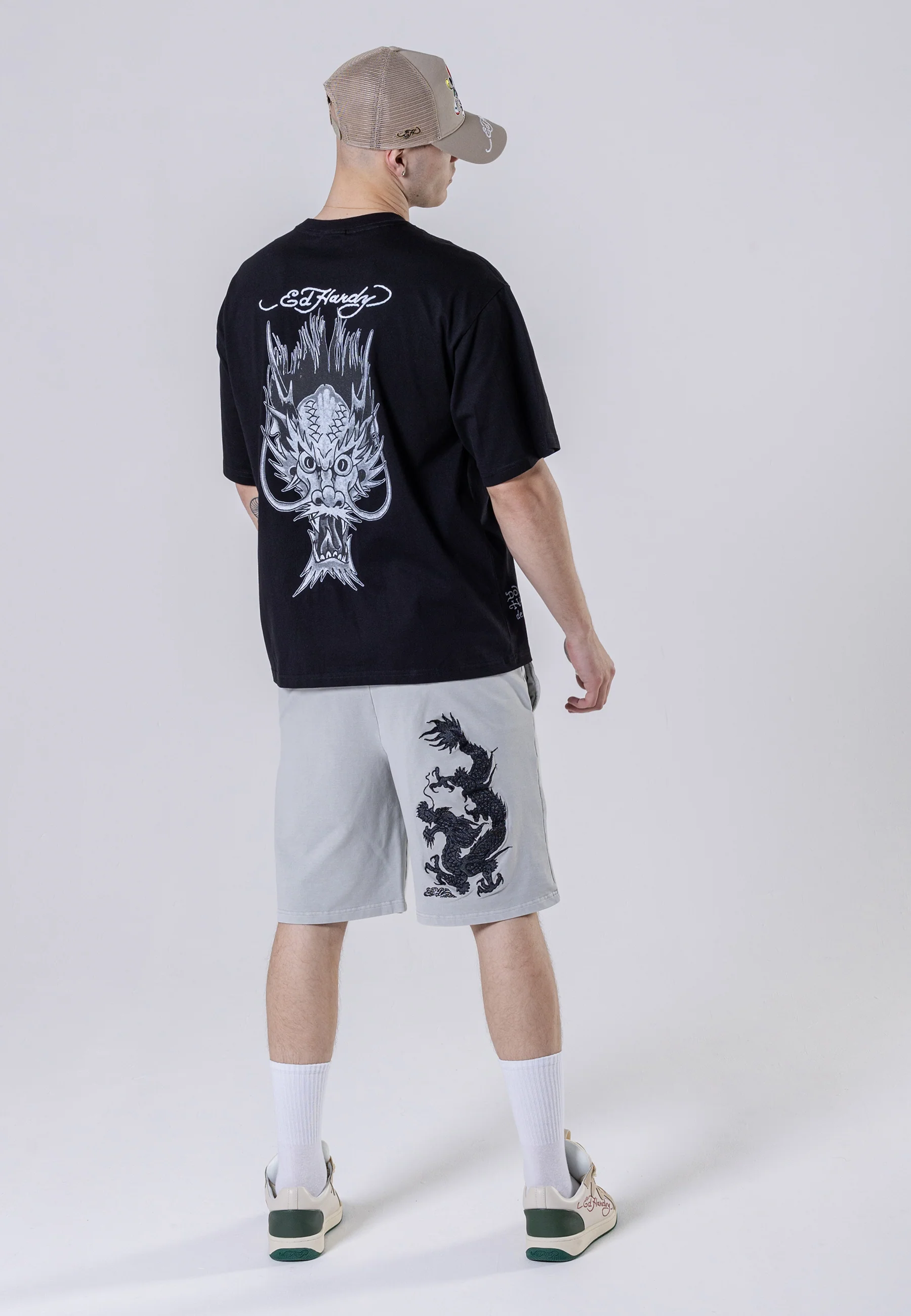 Mens Dragons-Back Tonal T-Shirt - Black - Image 4