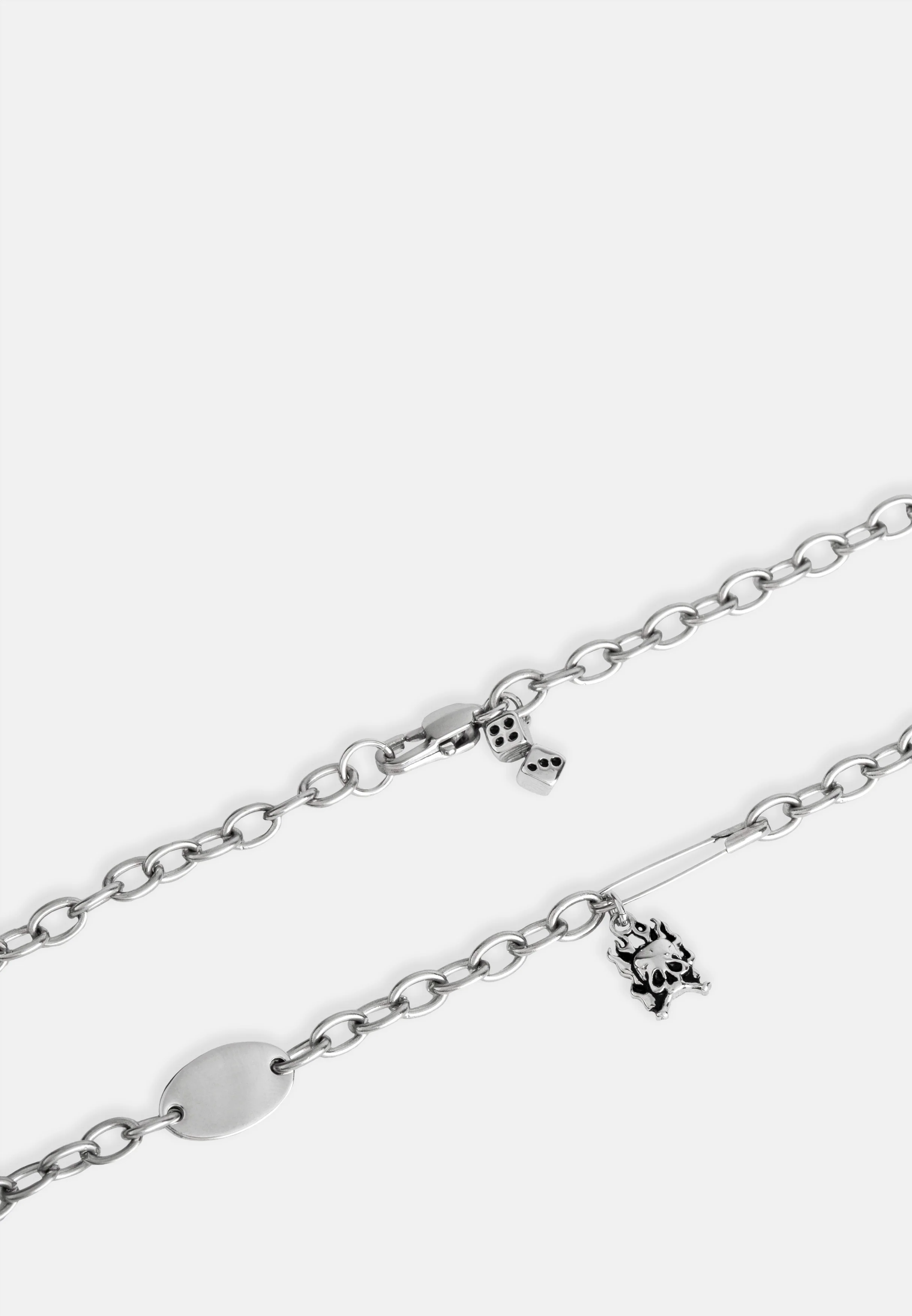 Ed Hardy Flaming Skull Multilink Necklace - Silver - Image 4