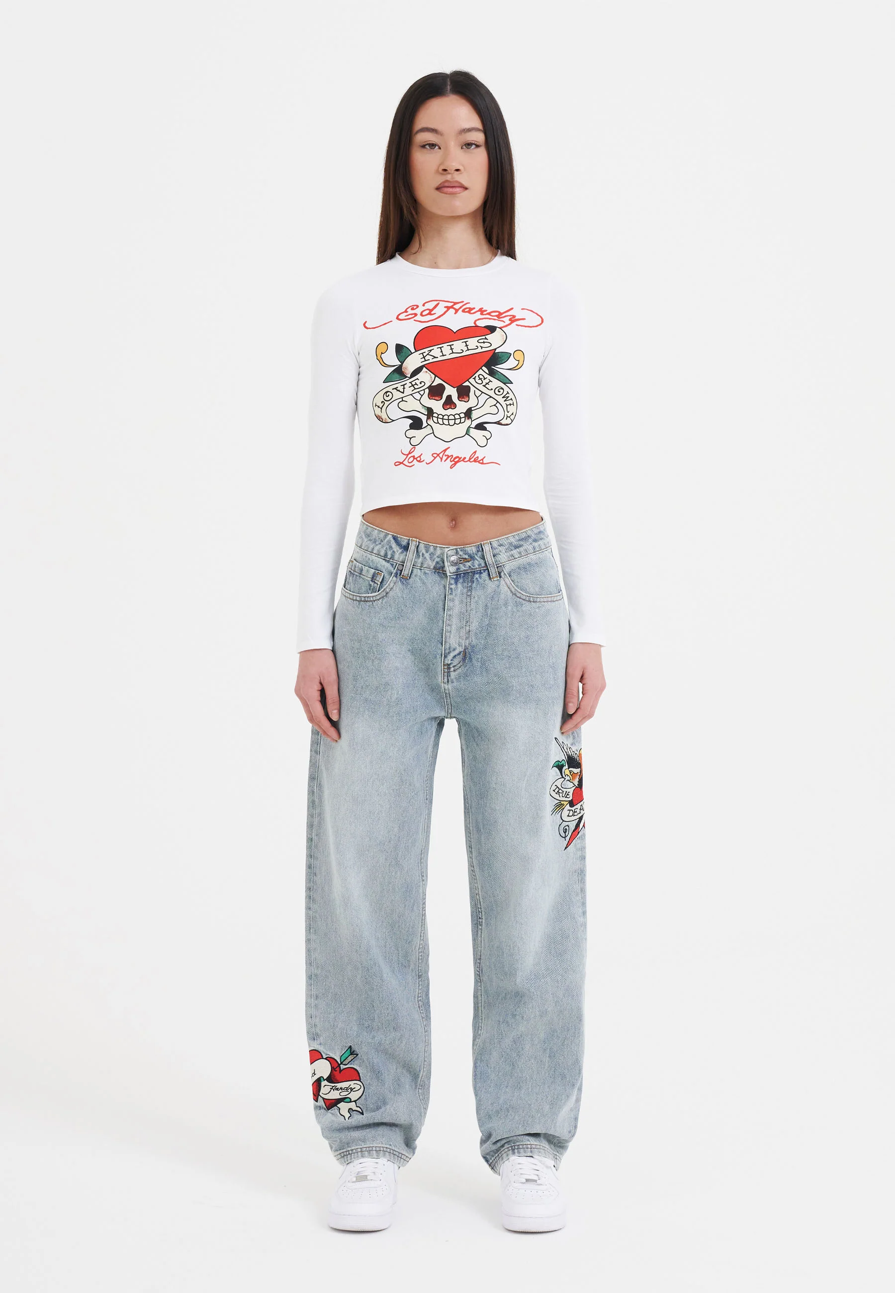 Womens Love Kills Long Sleeve T-Shirt - White - Image 4