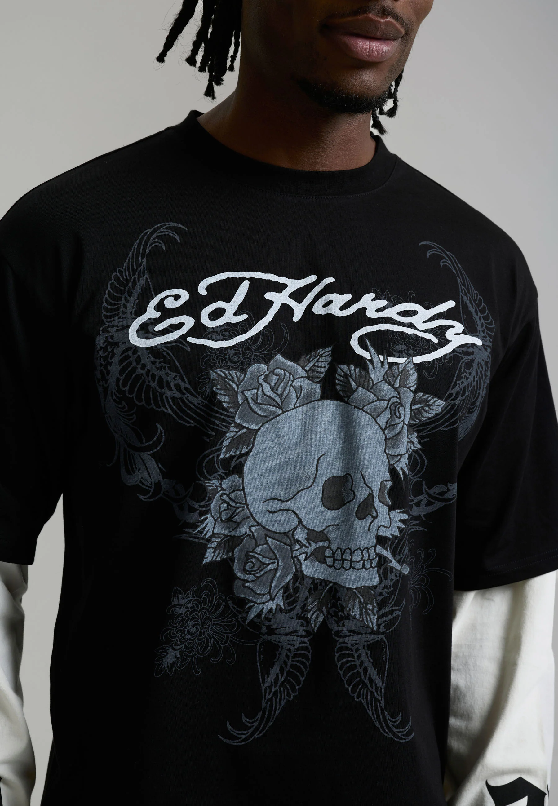 Mens 1971 Skull Double Layer Relaxed T-Shirt - Black - Image 5