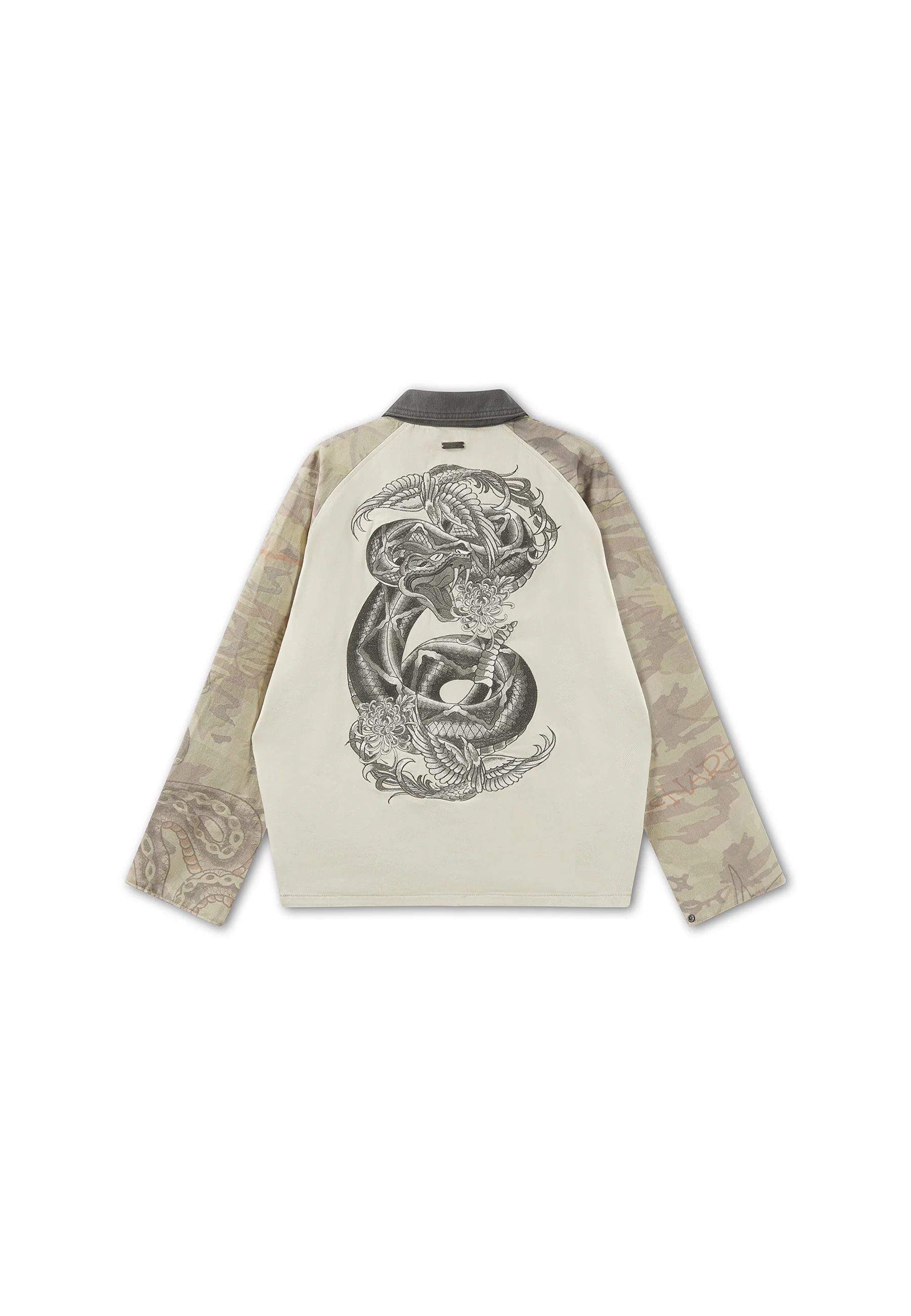 Mens Camo Snake Relaxed Utility Jacket - Ecru - Image 9