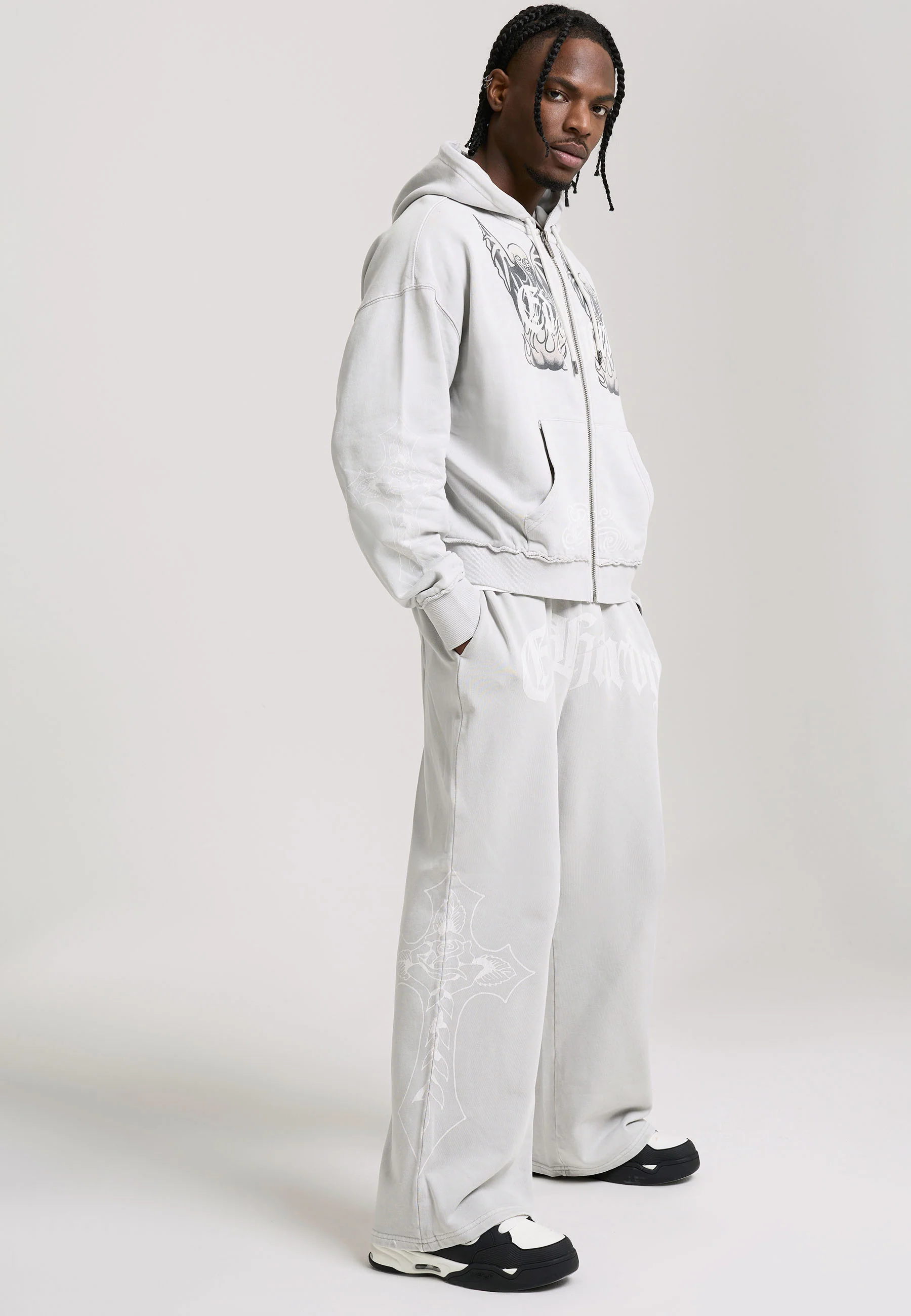 Mens Cross Graphic Relaxed Jogger - Grey - Image 3
