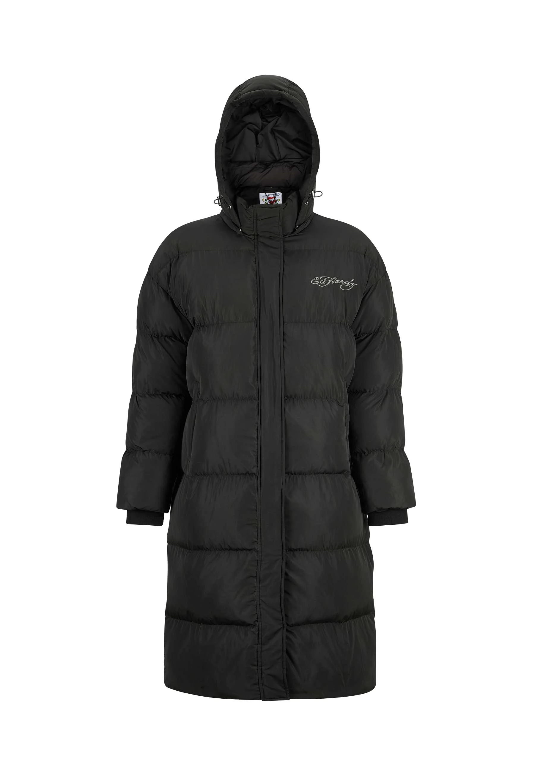 Mens Death Or Glory Longline Puffa Jacket - Black - Image 5