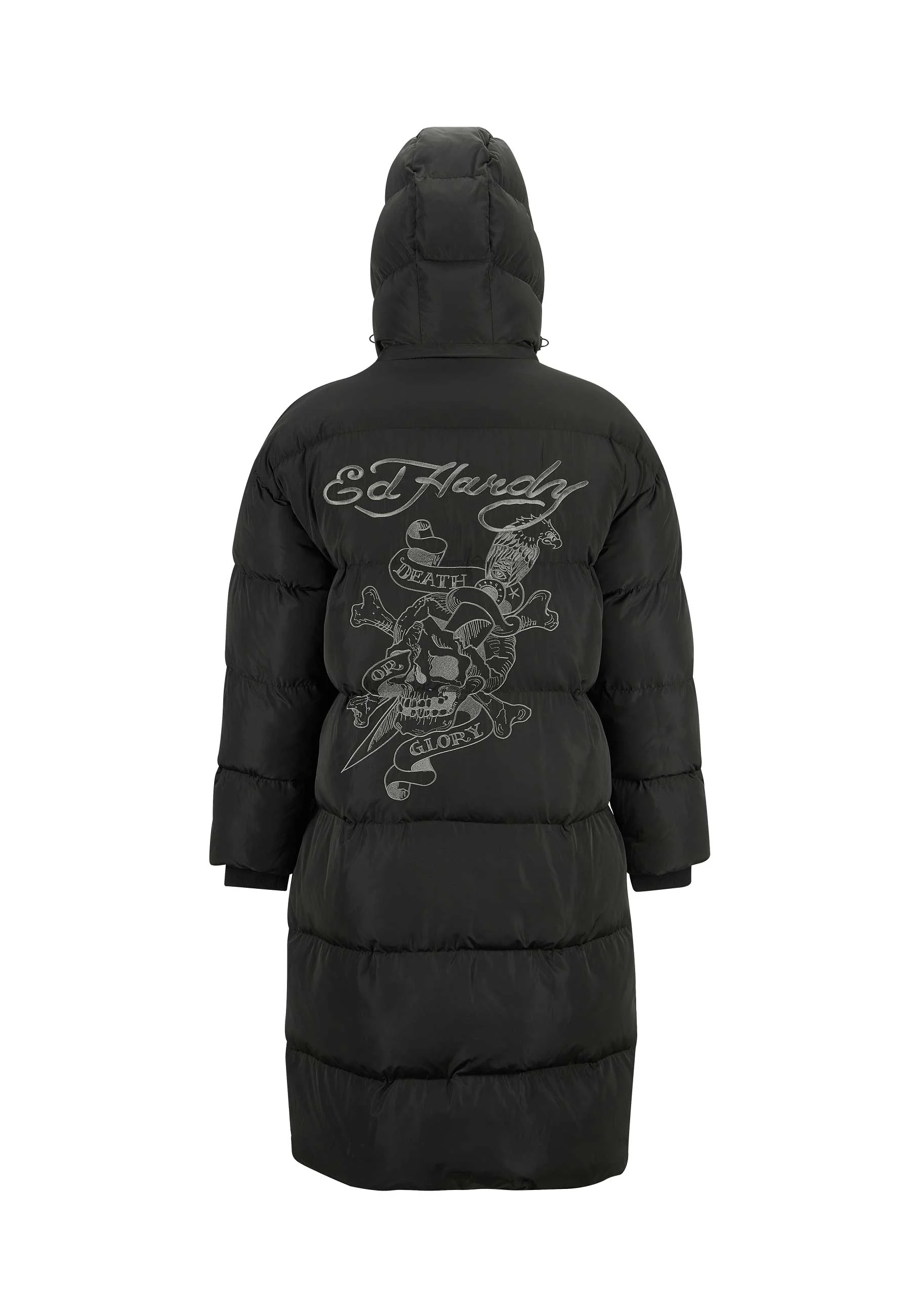 Mens Death Or Glory Longline Puffa Jacket - Black - Image 6