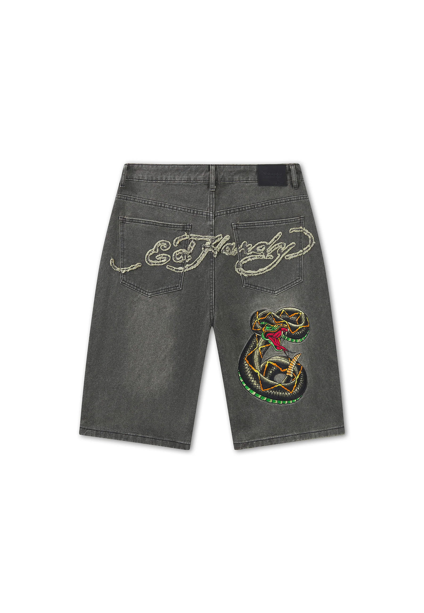 Mens Desert Snake Relaxed Denim Jort - Black Sandy Wash - Image 8