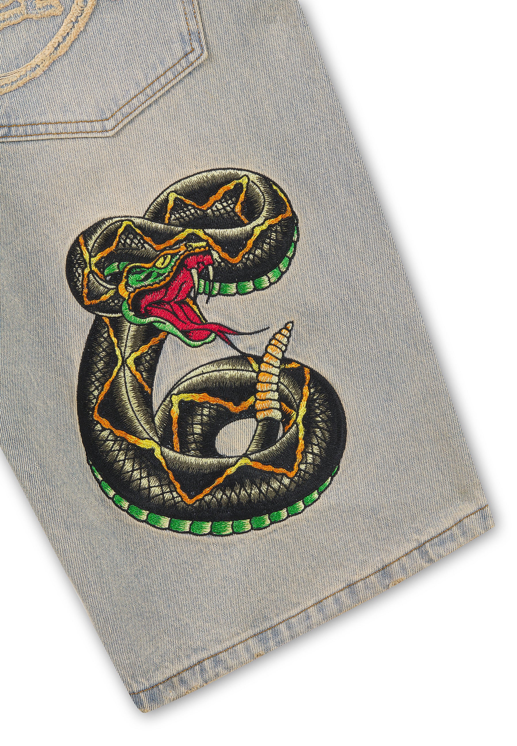 Mens Desert Snake Relaxed Denim Jort - Blue Sand Wash - Image 10