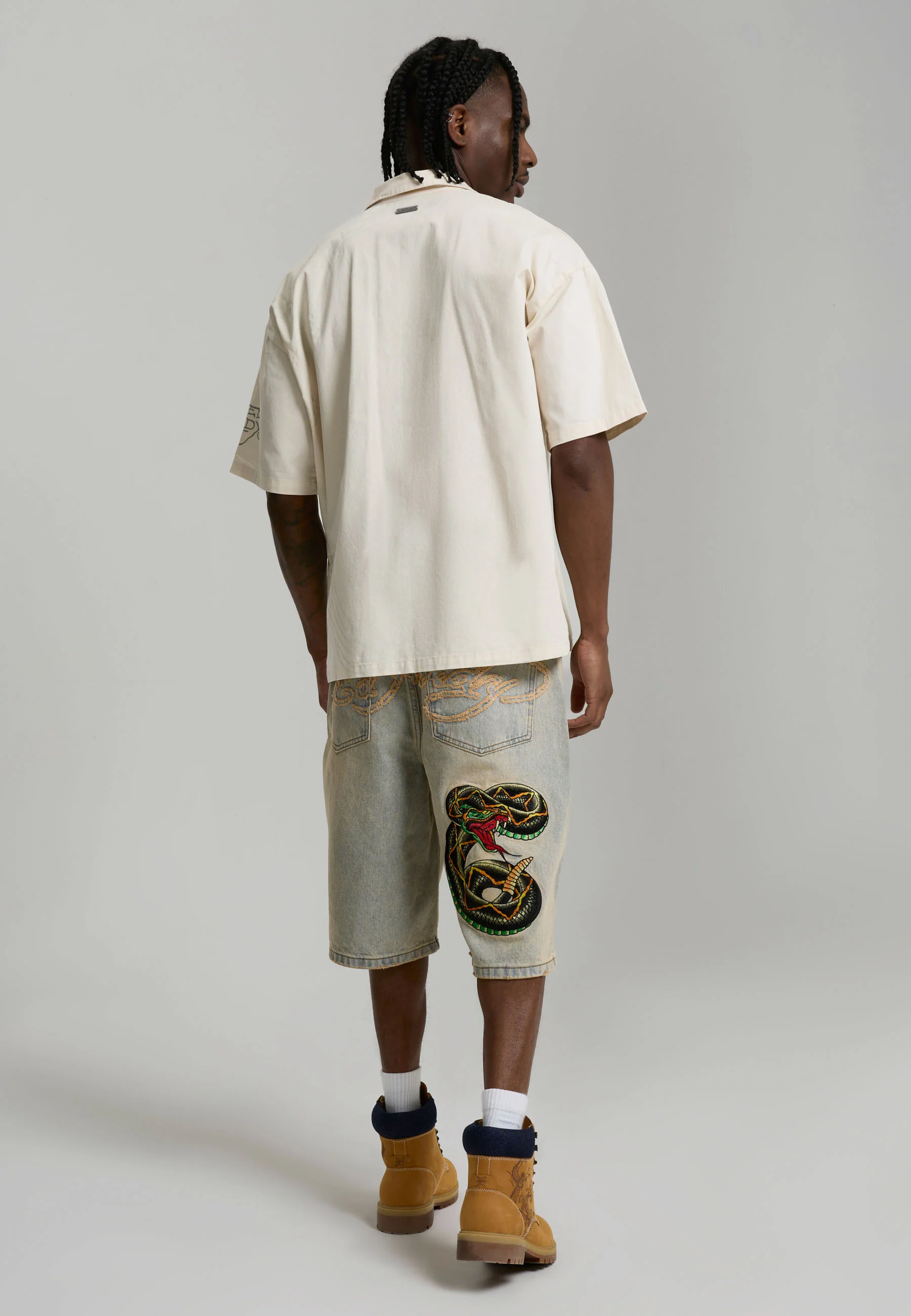 Mens Desert Snake Relaxed Denim Jort - Blue Sand Wash - Image 3