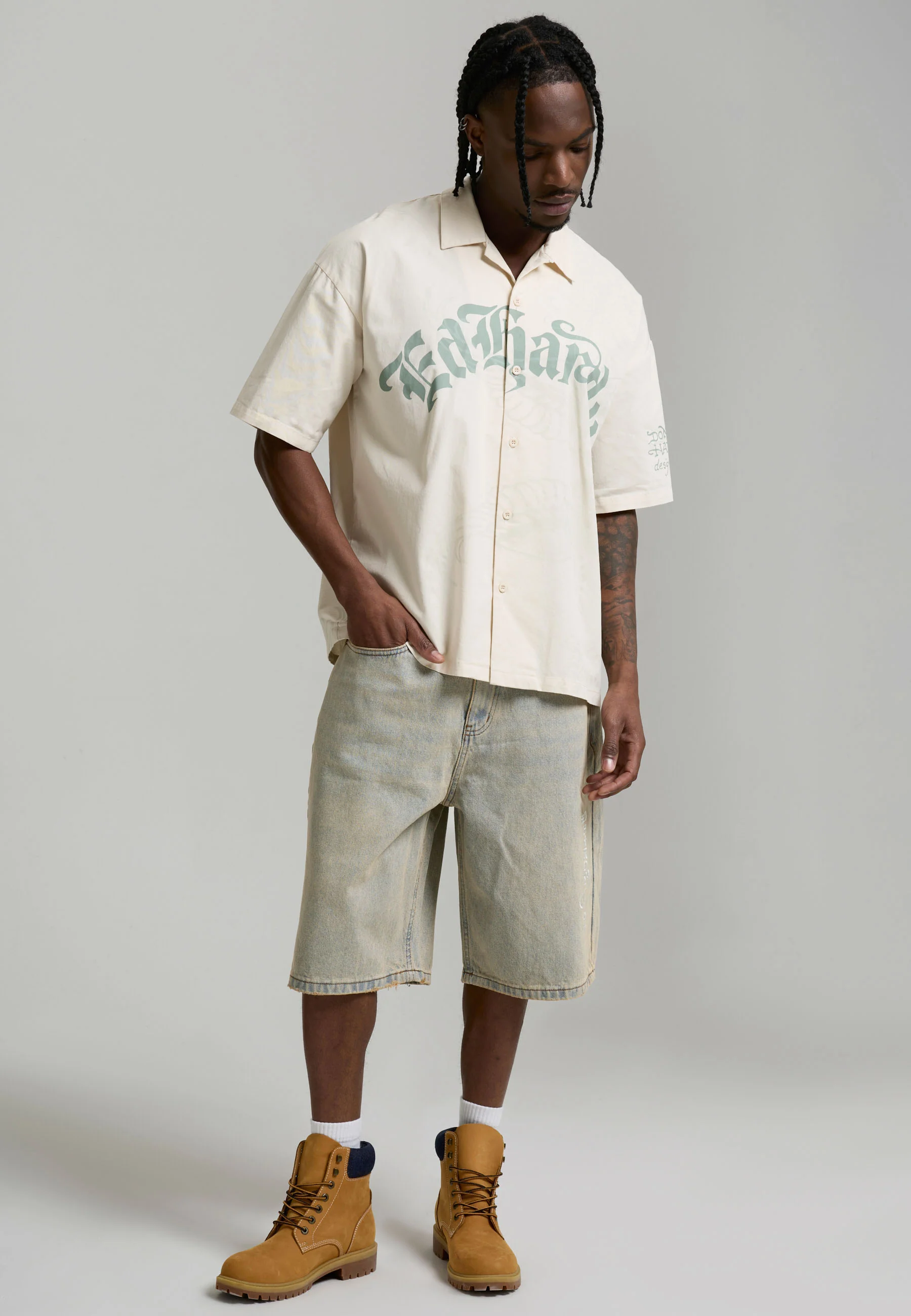 Mens Desert Snake Relaxed Denim Jort - Blue Sand Wash - Image 4