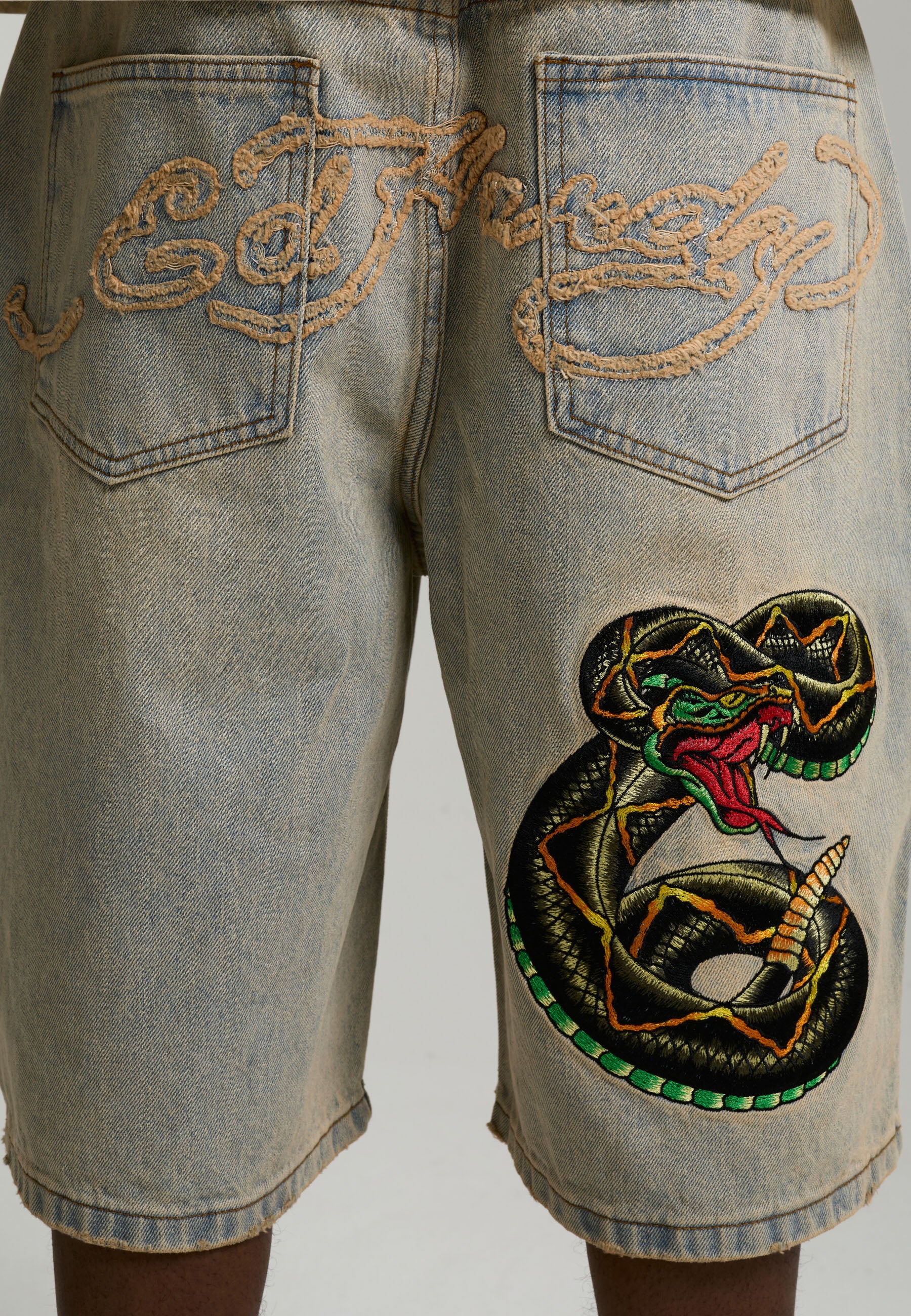 Mens Desert Snake Relaxed Denim Jort - Blue Sand Wash - Image 6