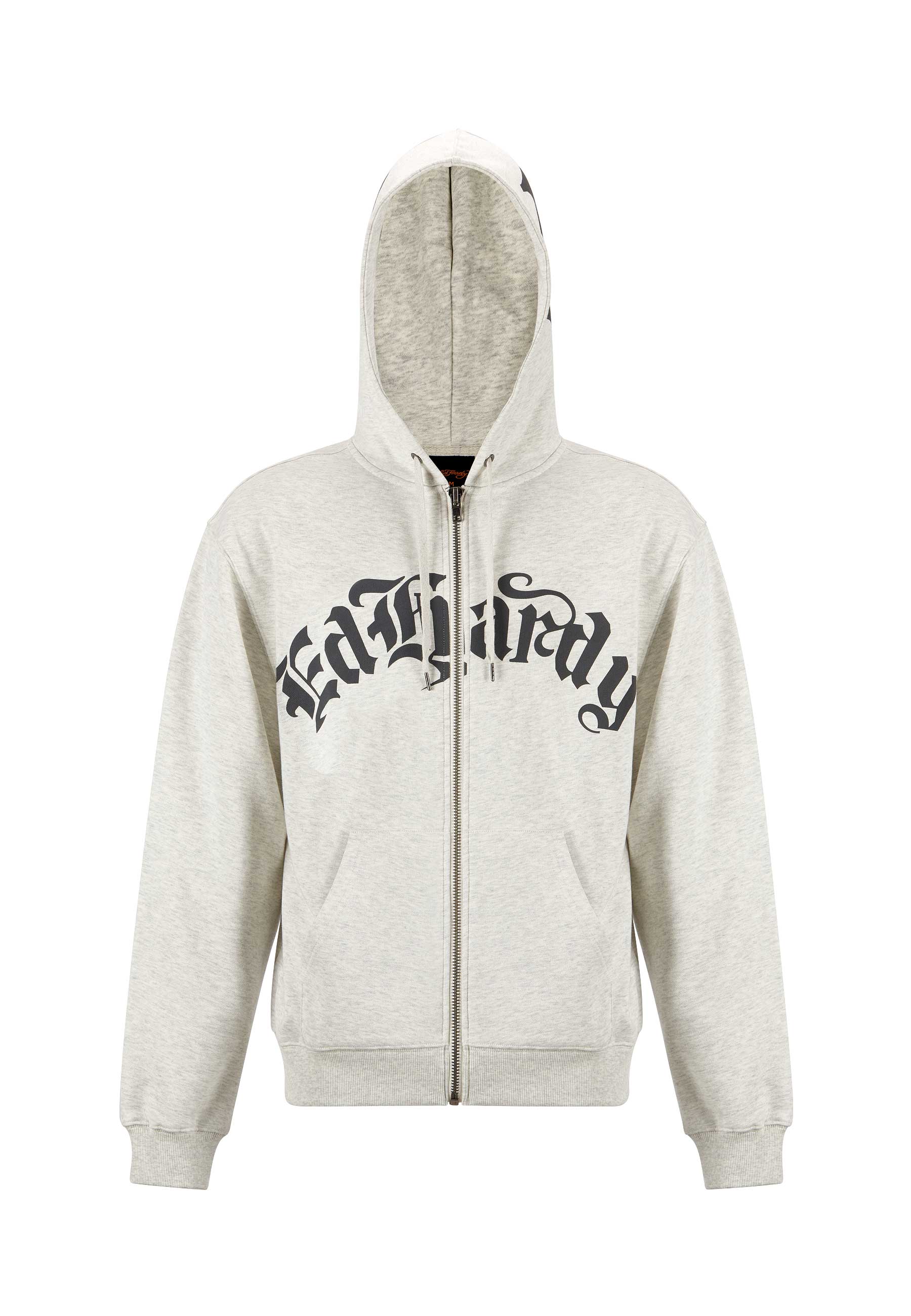 Mens Dragon Rose Zip Through Hoodie - Beige Marl - Image 11
