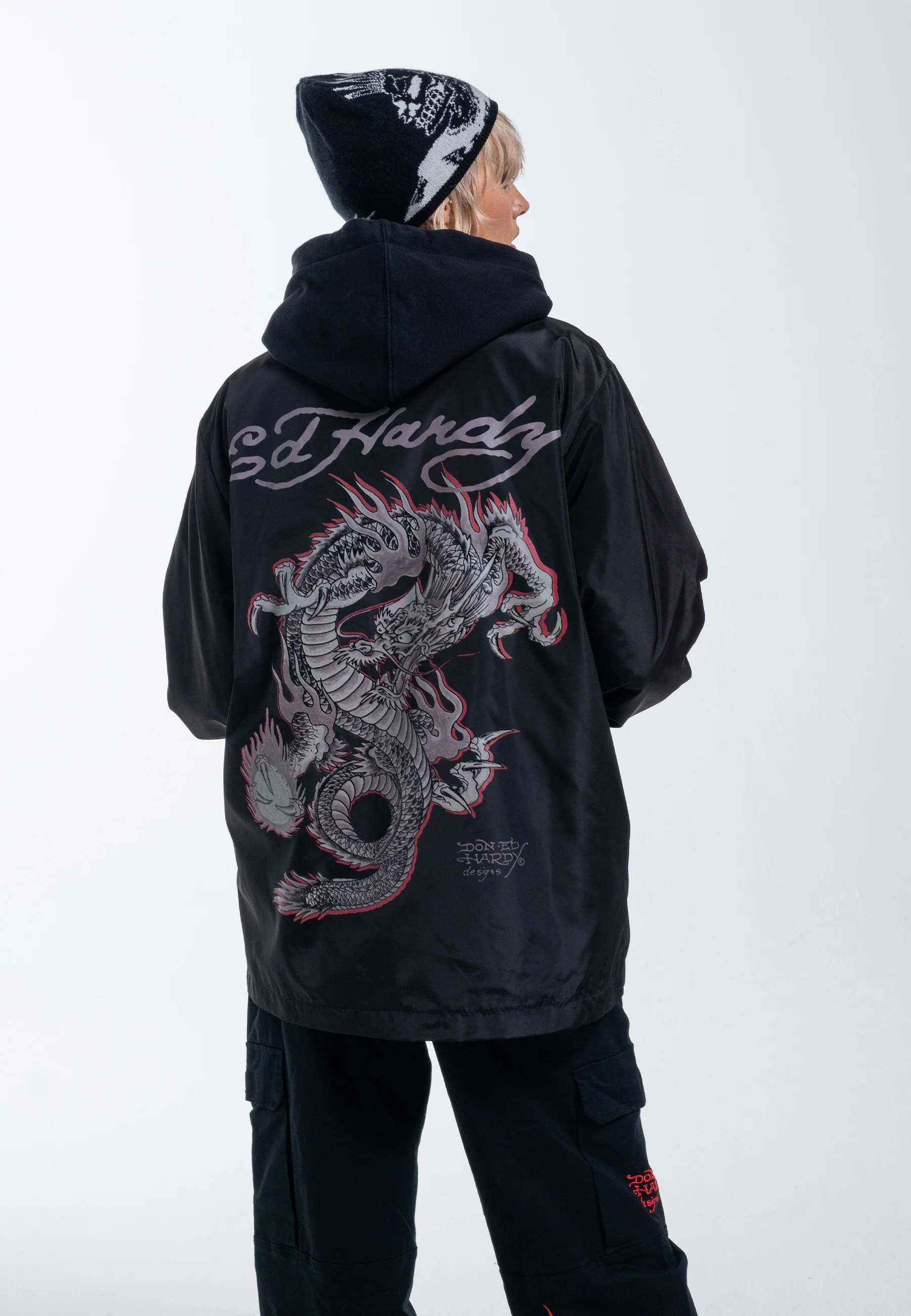 Mens Fireball Dragon Coach Jacket - Black - Image 4