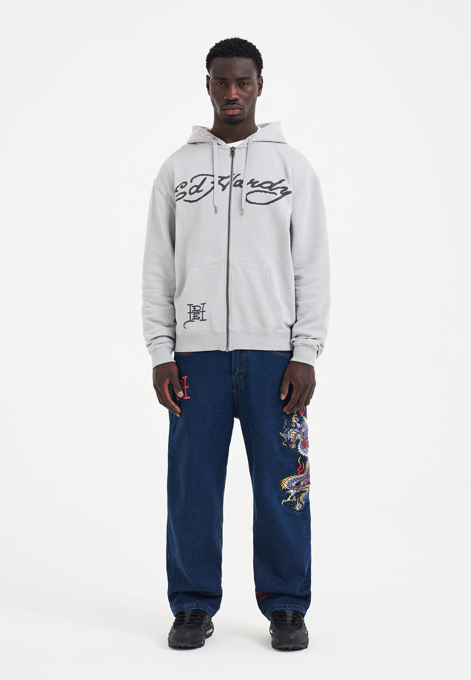 Mens Love Kills Slowly Graphic Zip Through Hoodie - Grey - Image 4