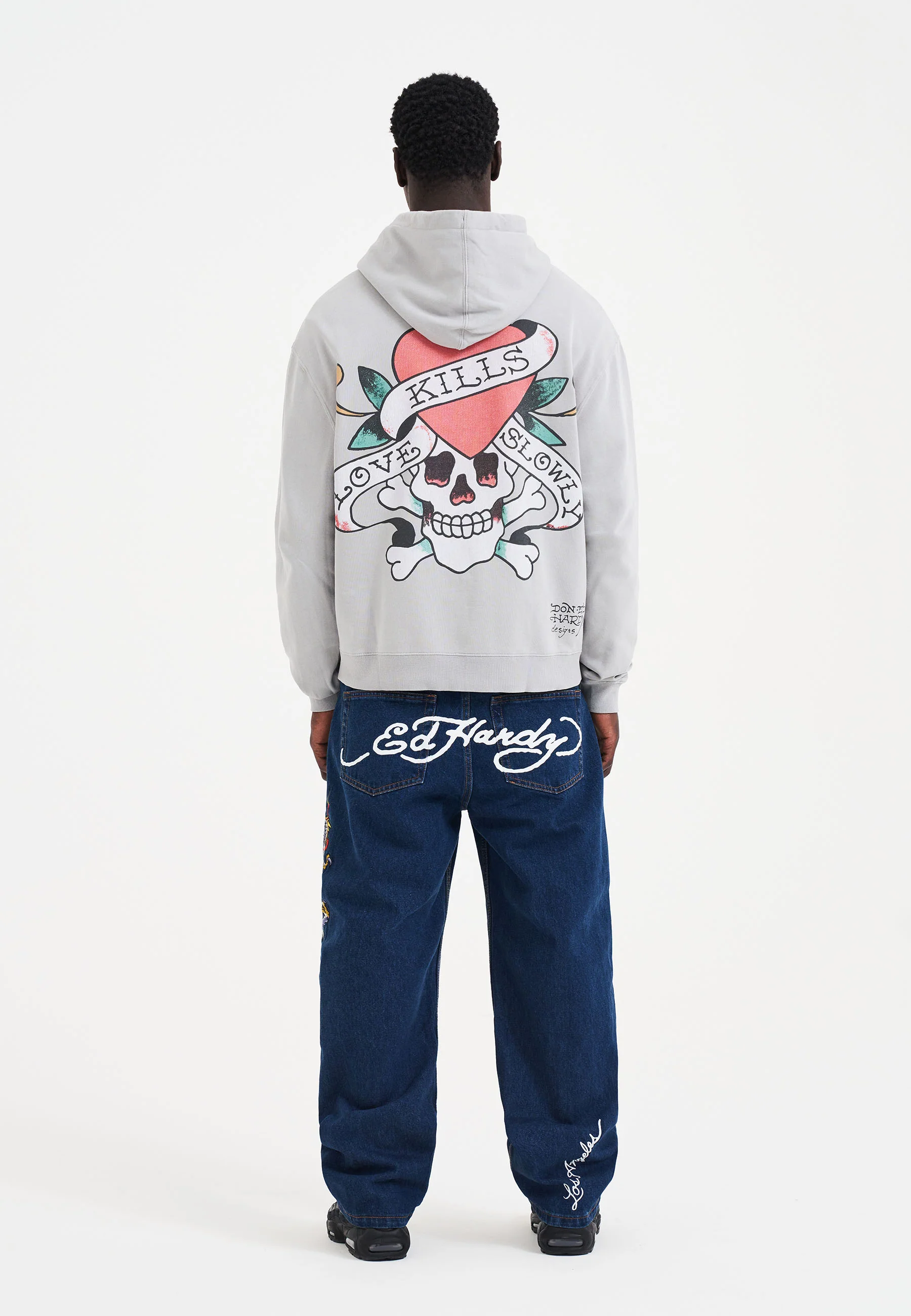 Mens Love Kills Slowly Graphic Zip Through Hoodie - Grey - Image 5