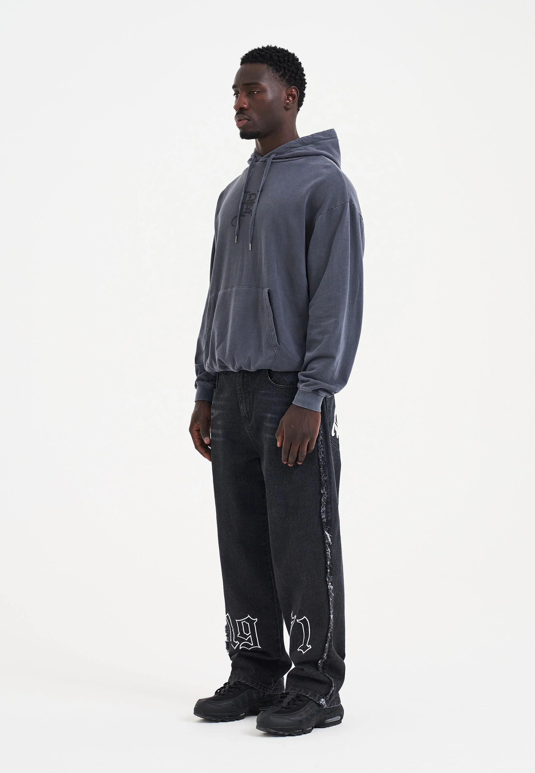 Mens Melrose-Tiger Graphic Hoodie - Charcoal - Image 3