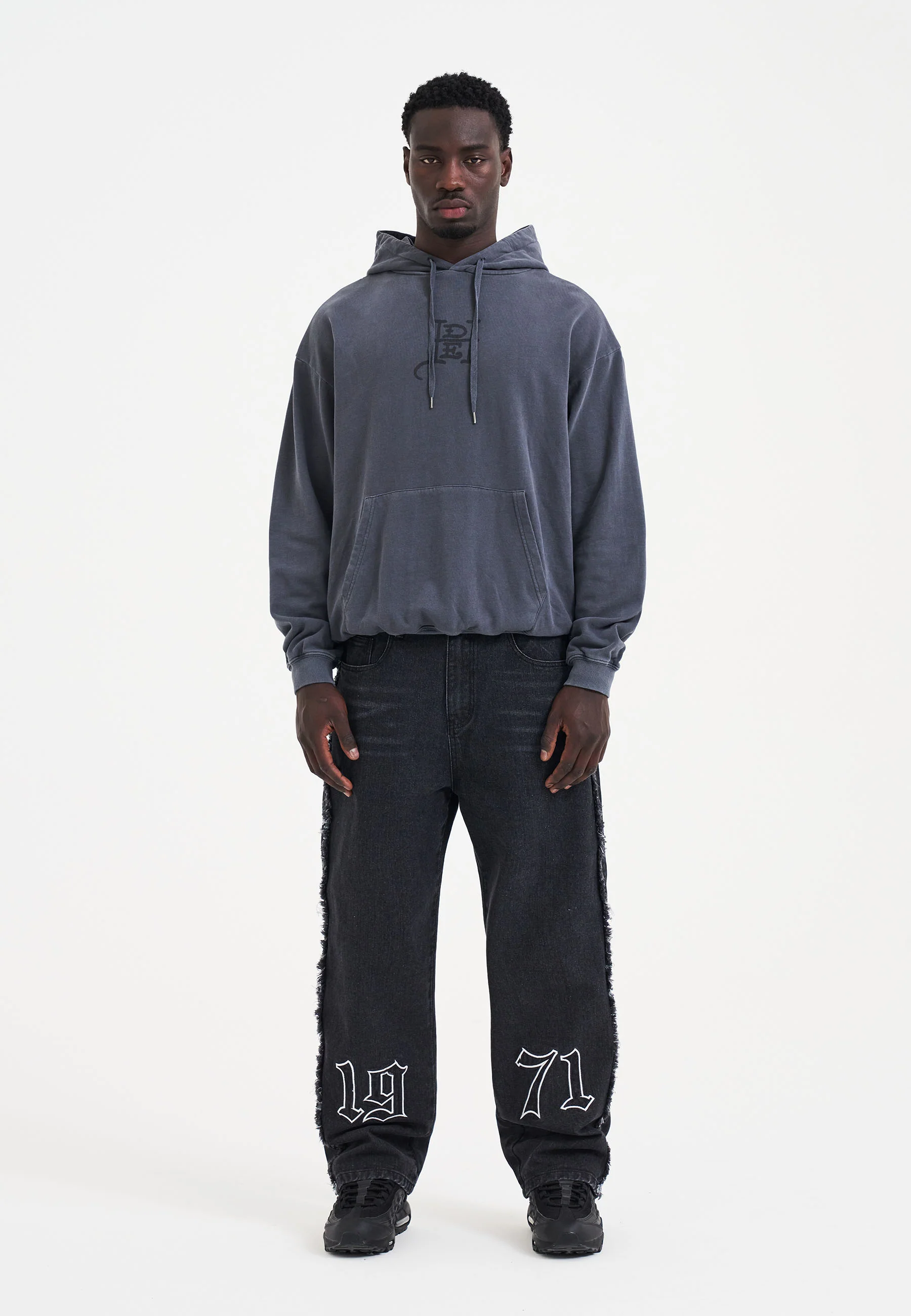Mens Melrose-Tiger Graphic Hoodie - Charcoal - Image 4