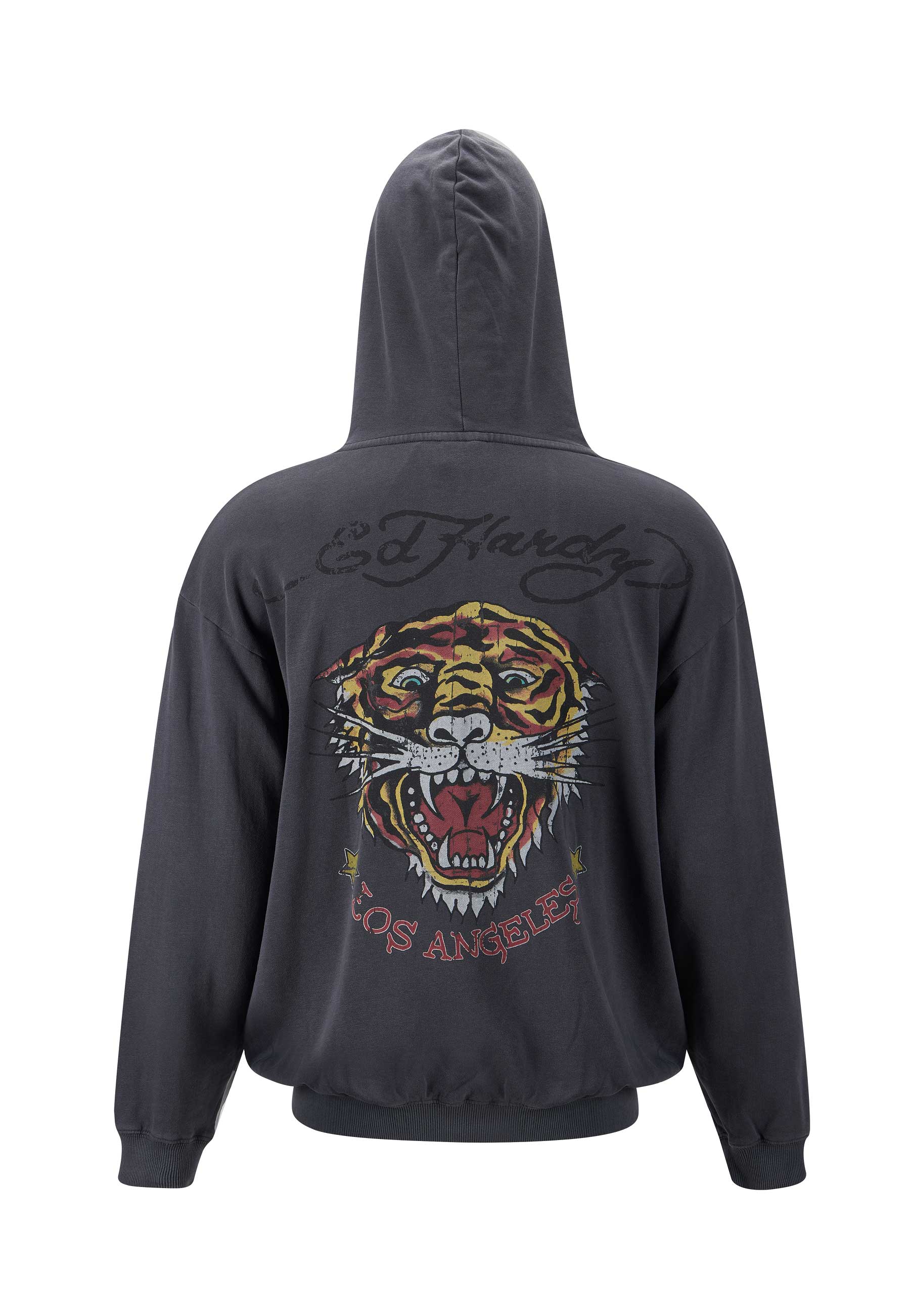 Mens Melrose-Tiger Graphic Hoodie - Charcoal - Image 5