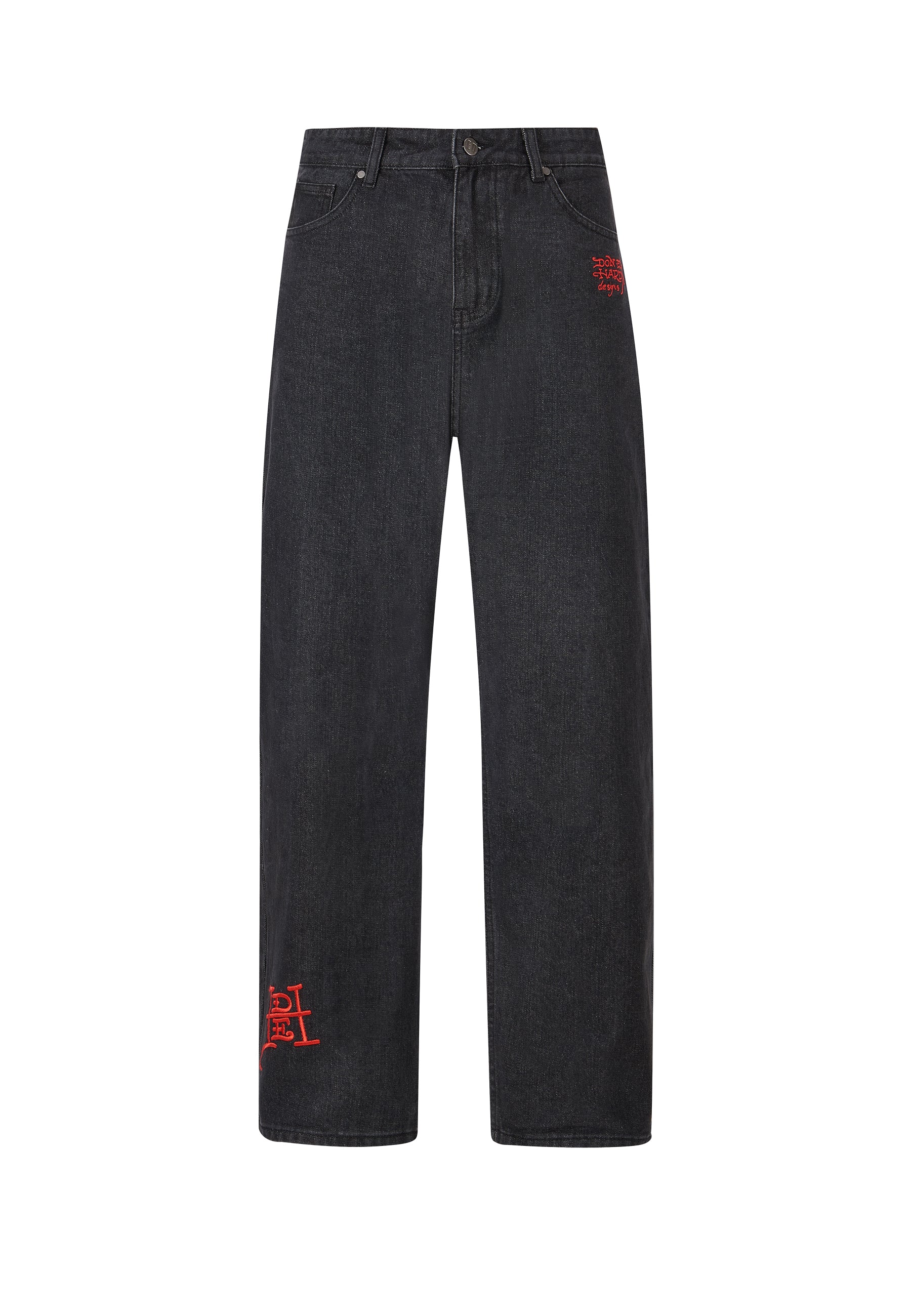Mens Snake Sever Tattoo Graphic Relaxed Denim Trousers Jeans - Black - Image 6