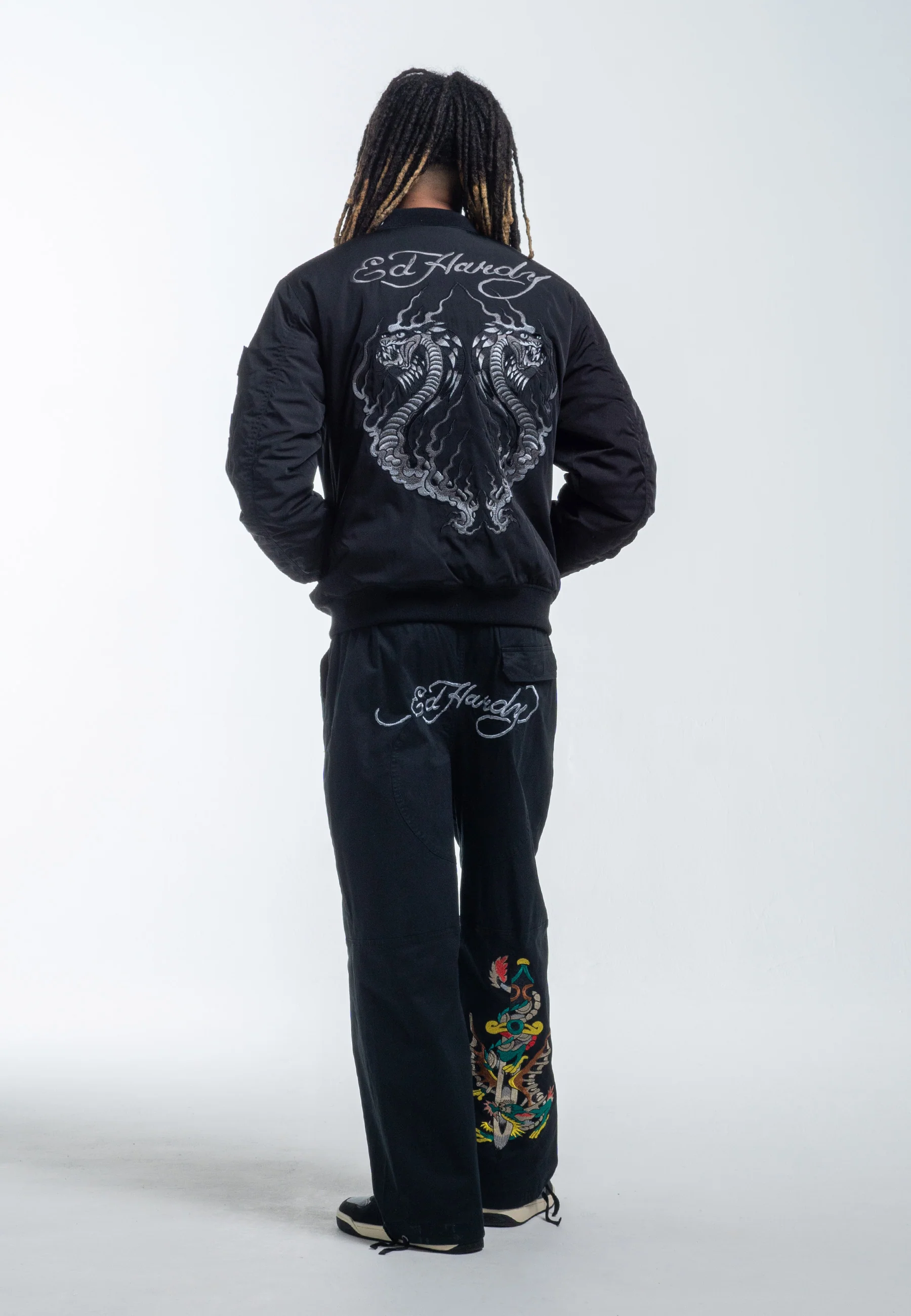 Mens Tonal Double Venom Ma1 Bomber Jacket - Black - Image 8