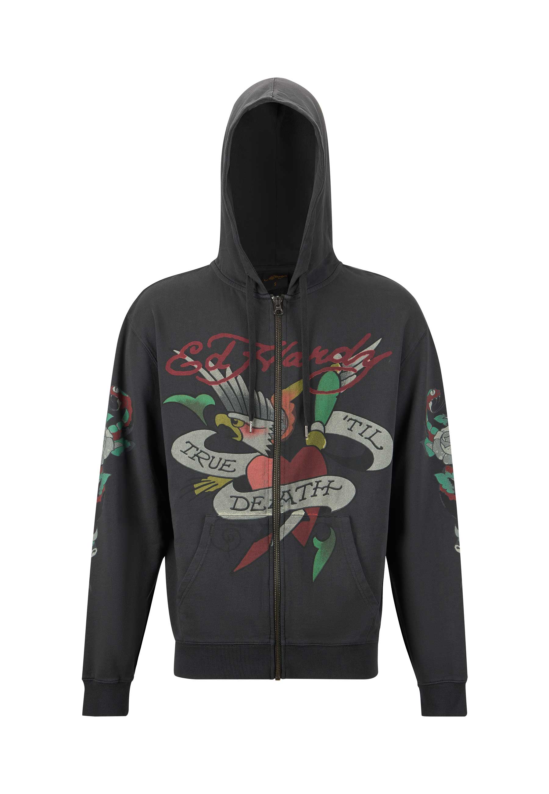 Mens True Snake Zip Through Hoodie - Charcoal - Image 11