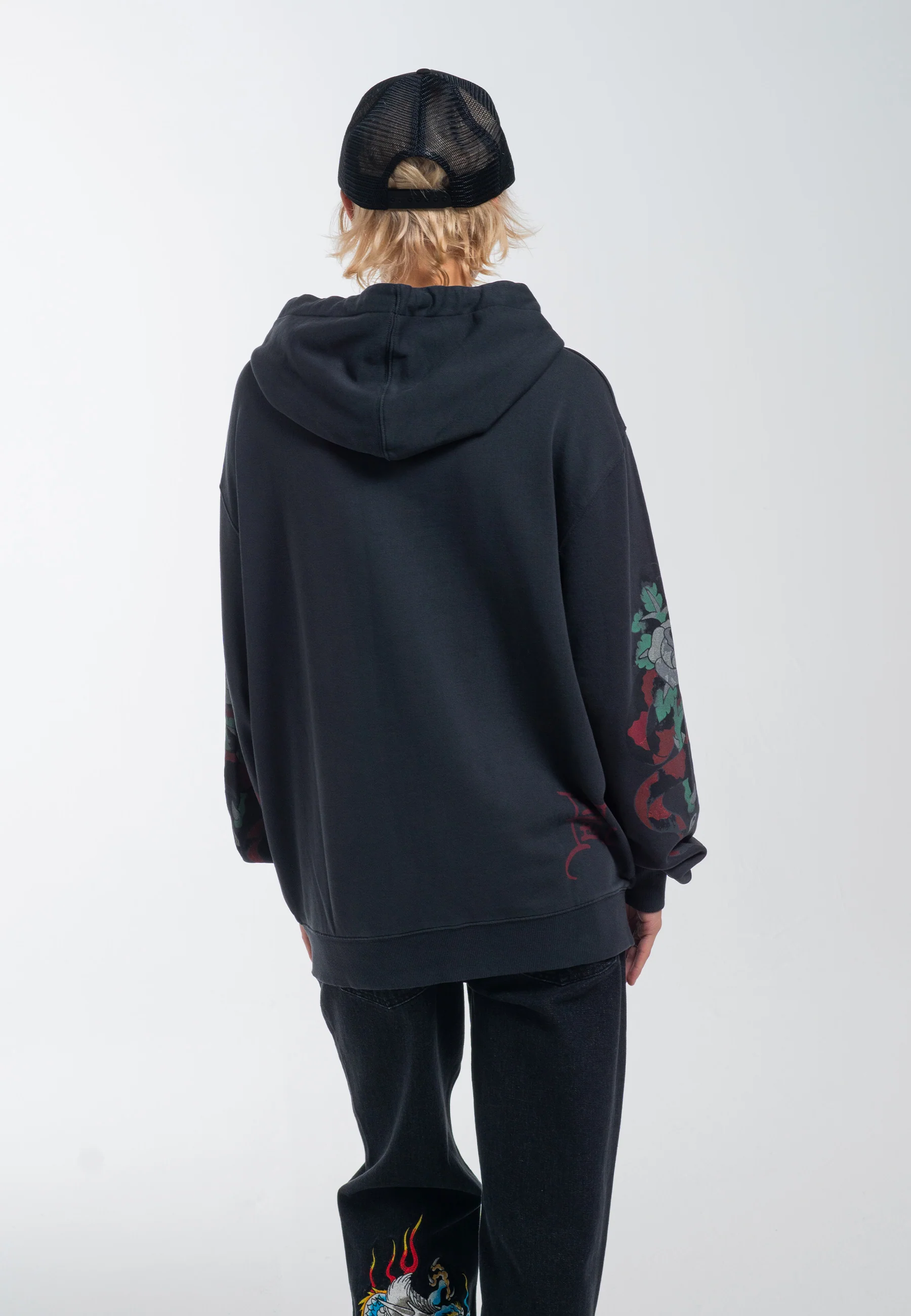 Mens True Snake Zip Through Hoodie - Charcoal - Image 6