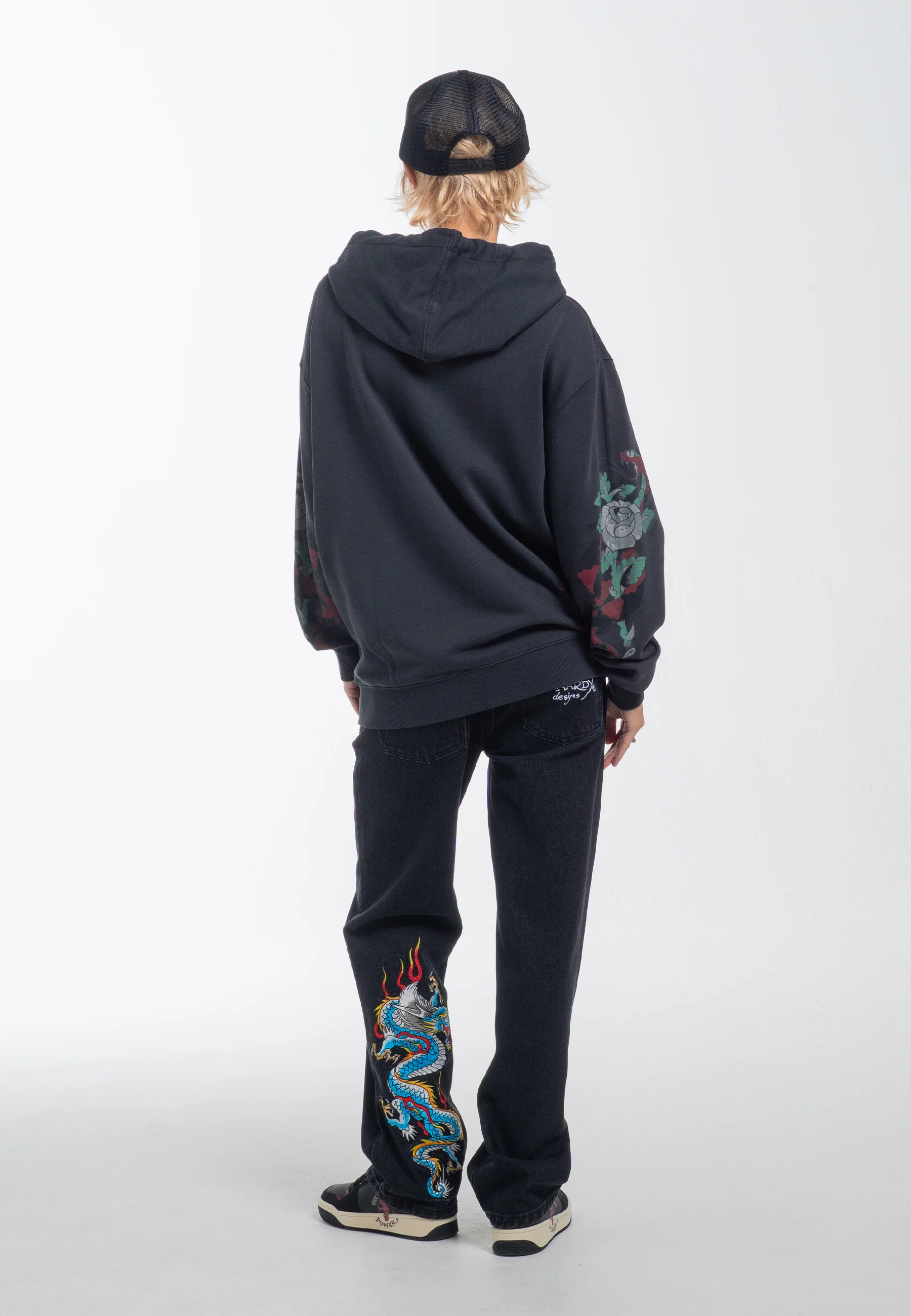 Mens True Snake Zip Through Hoodie - Charcoal - Image 9