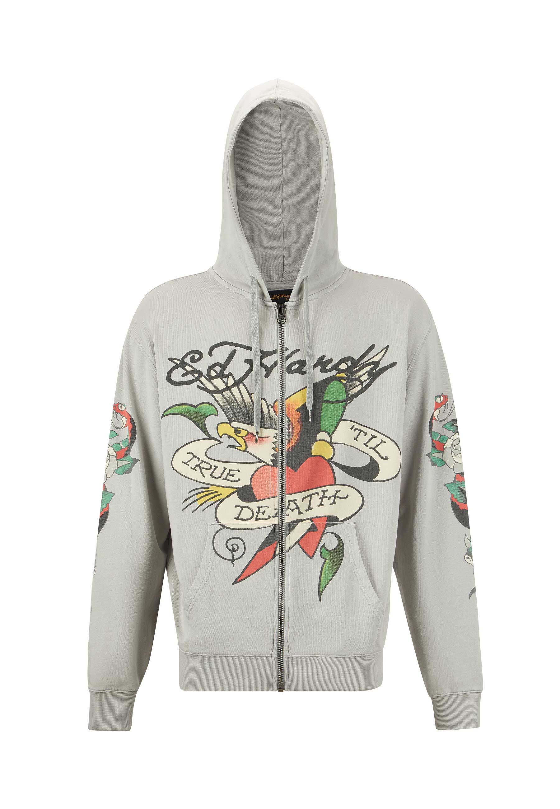 Mens True Snake Zip Through Hoodie - Grey - Image 7