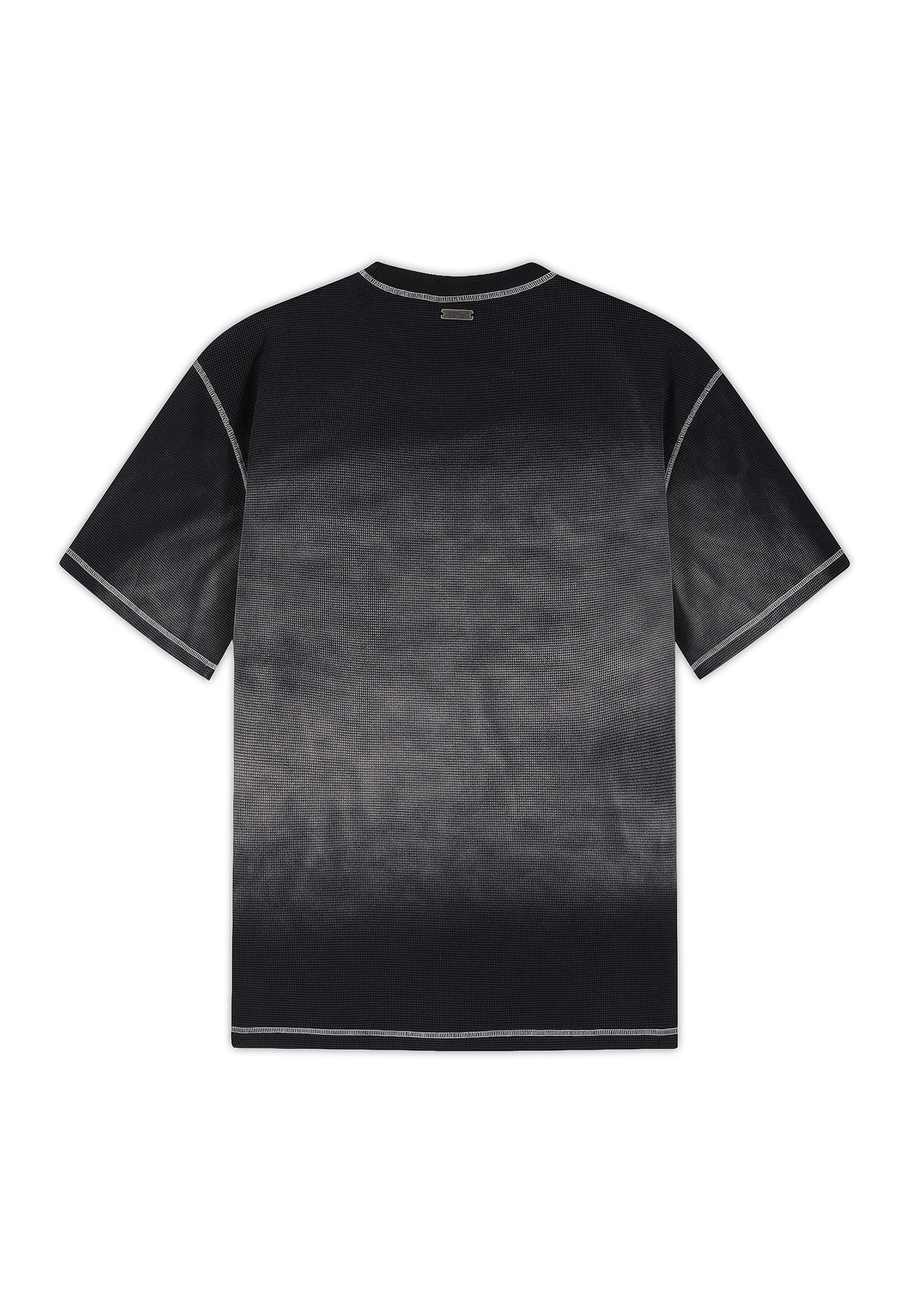 Mens Washed Waffle Panther Graphic Relaxed T-Shirt - Black - Image 6