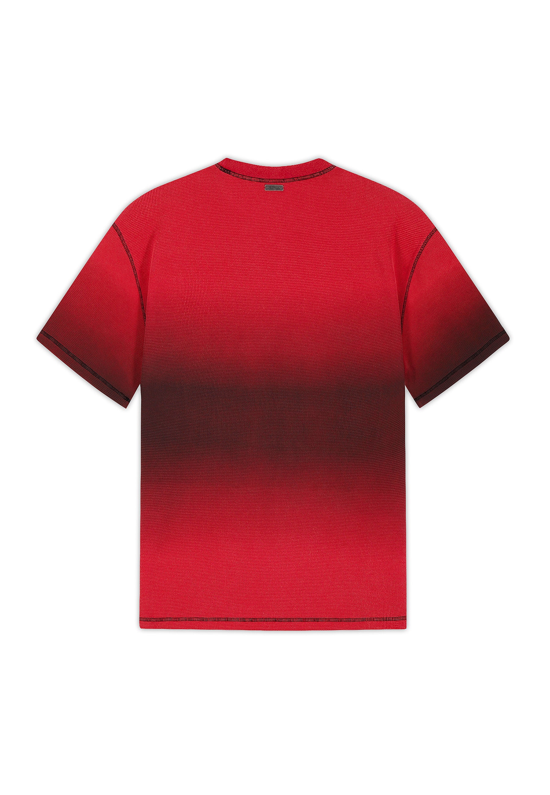 Mens Washed Waffle Panther Graphic Relaxed T-Shirt - Red - Image 8