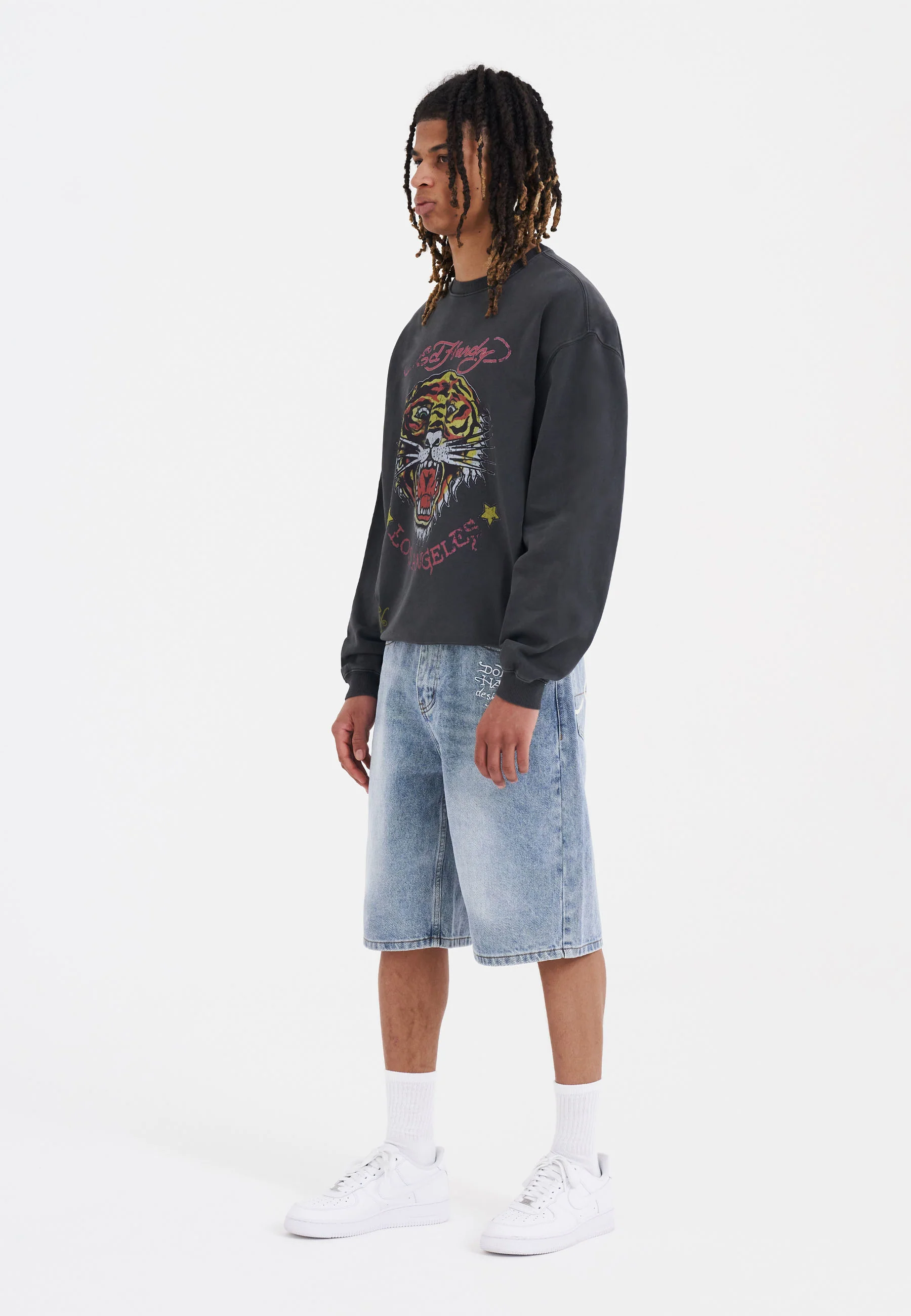 Mens Tiger-Vintage Roar Crew Neck Sweatshirt- Black - Image 3