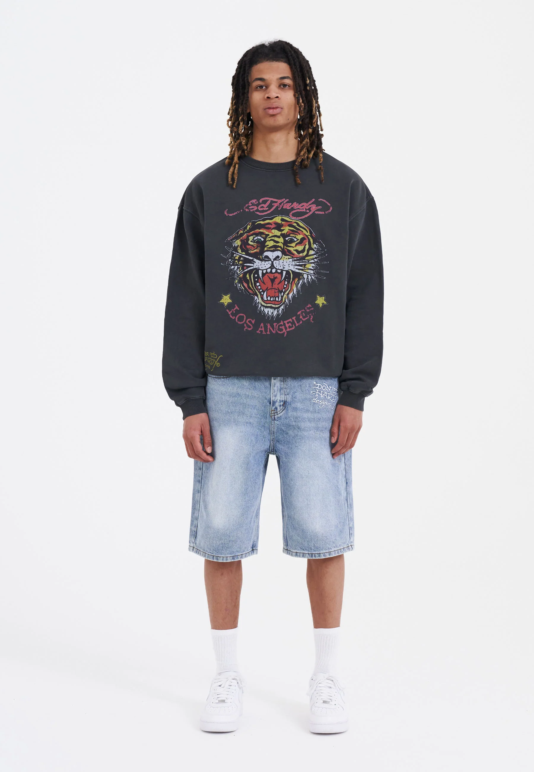 Mens Tiger-Vintage Roar Crew Neck Sweatshirt- Black - Image 4