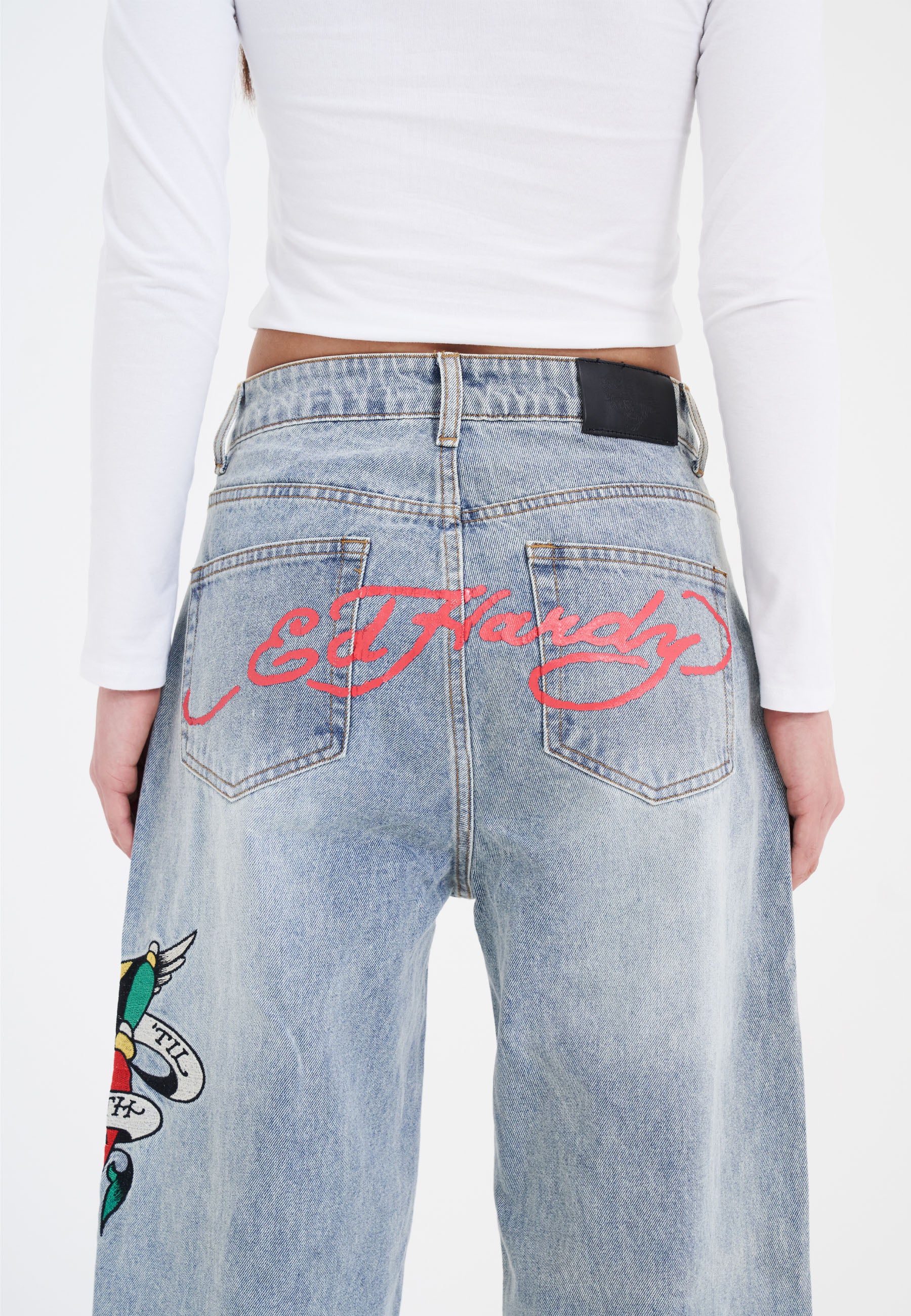Womens True-Til-Death Relaxed Fit Denim Trousers Jeans - Bleach - Image 6