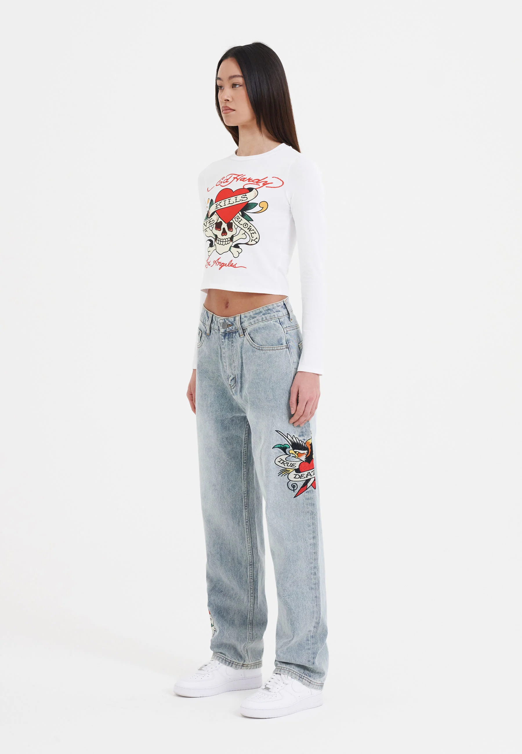Womens True-Til-Death Relaxed Fit Denim Trousers Jeans - Bleach - Image 7