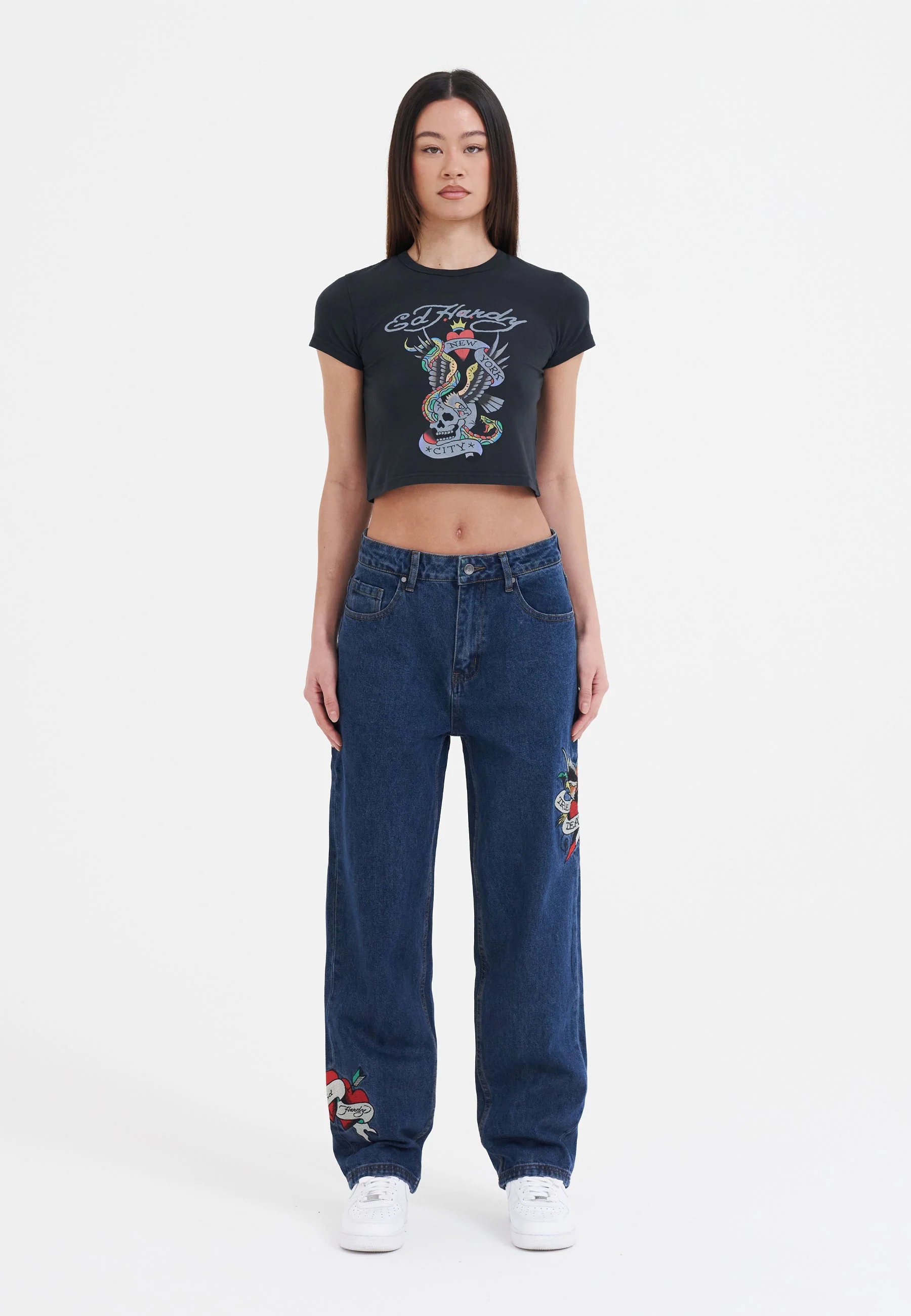 Womens True-Til-Death Relaxed Fit Denim Trousers Jeans - Indigo - Image 7