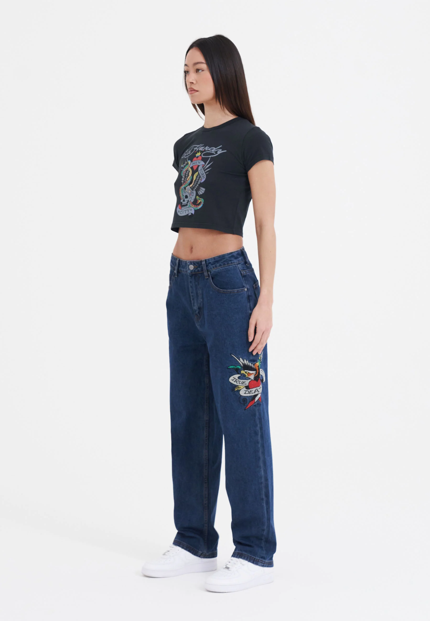 Womens True-Til-Death Relaxed Fit Denim Trousers Jeans - Indigo - Image 8