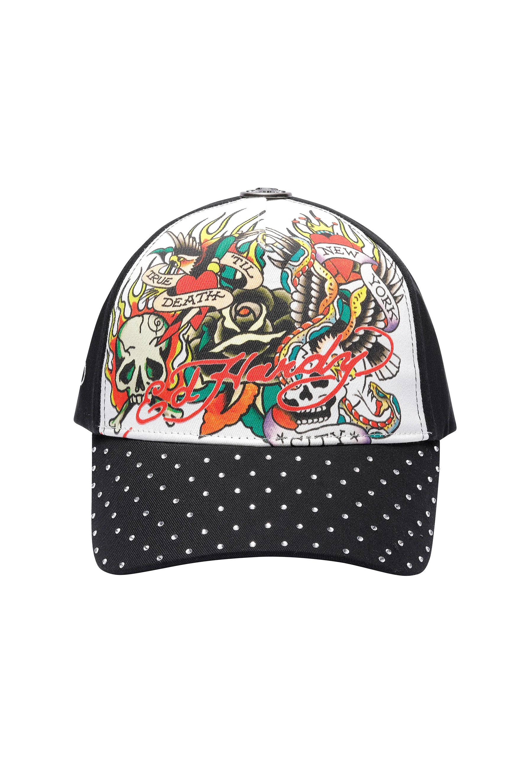 Unisex True Til Death 5 Panel Embellished Trucker Cap - Black / White - Image 3