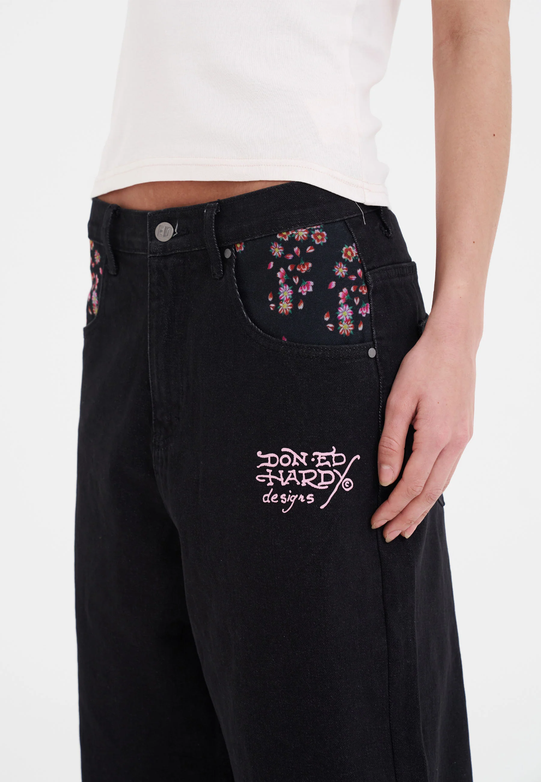 Womens Grey Dragon Relaxed Denim Jorts Shorts - Black - Image 6