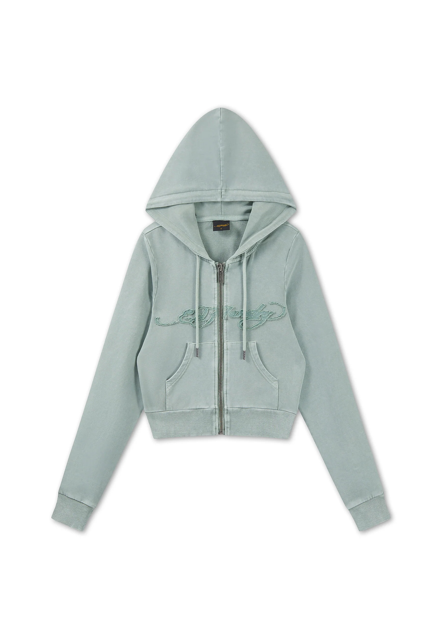 Womens Applique Back Tattoo Cropped Hoodie - Green - Image 7