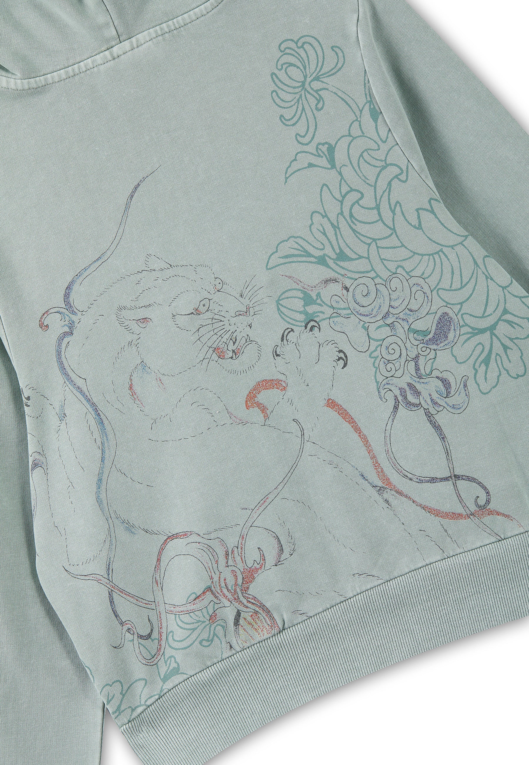 Womens Applique Back Tattoo Cropped Hoodie - Green - Image 9