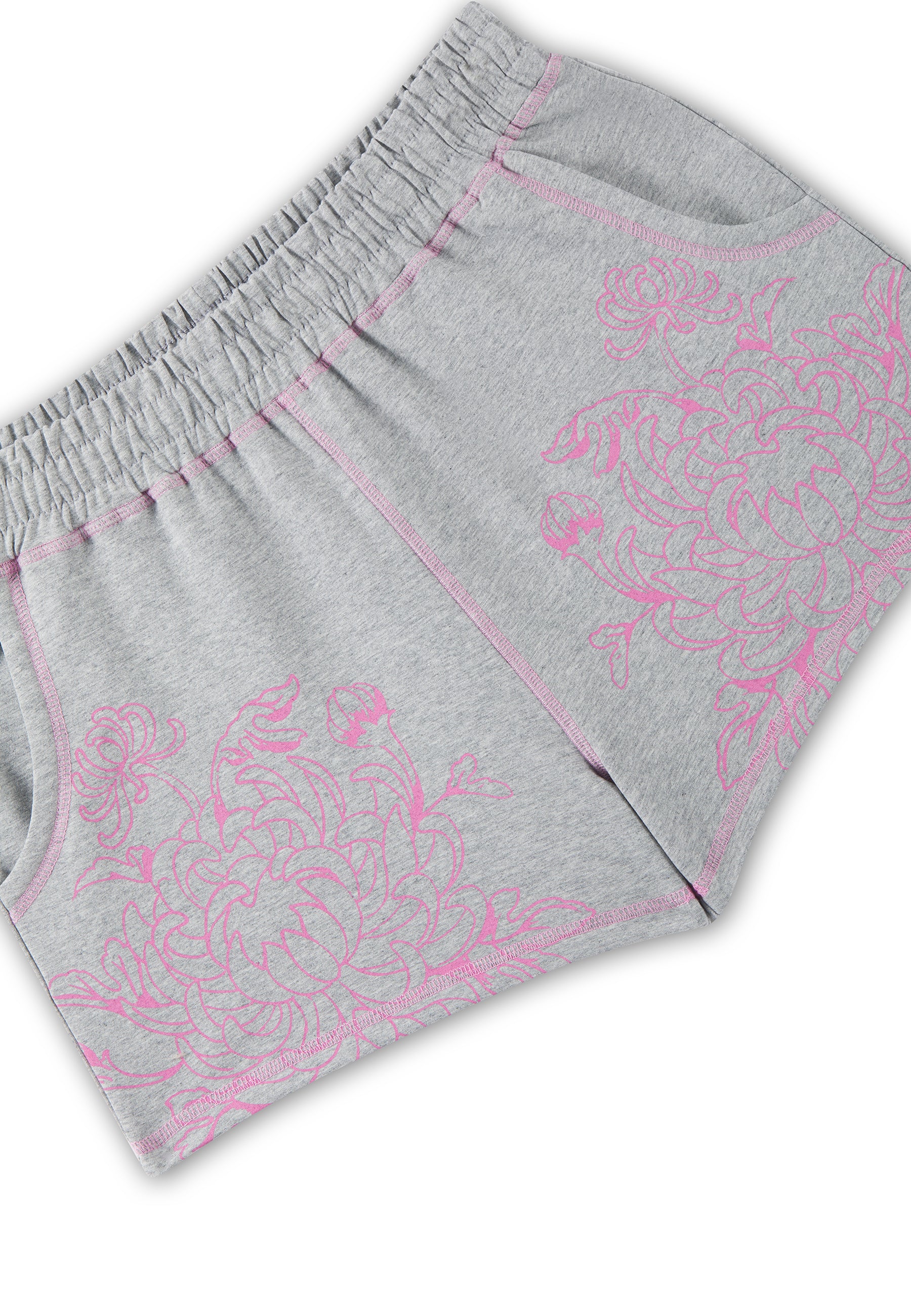 Womens Applique Tattoo Sweat Fitted Shorts - Grey Marl - Image 9