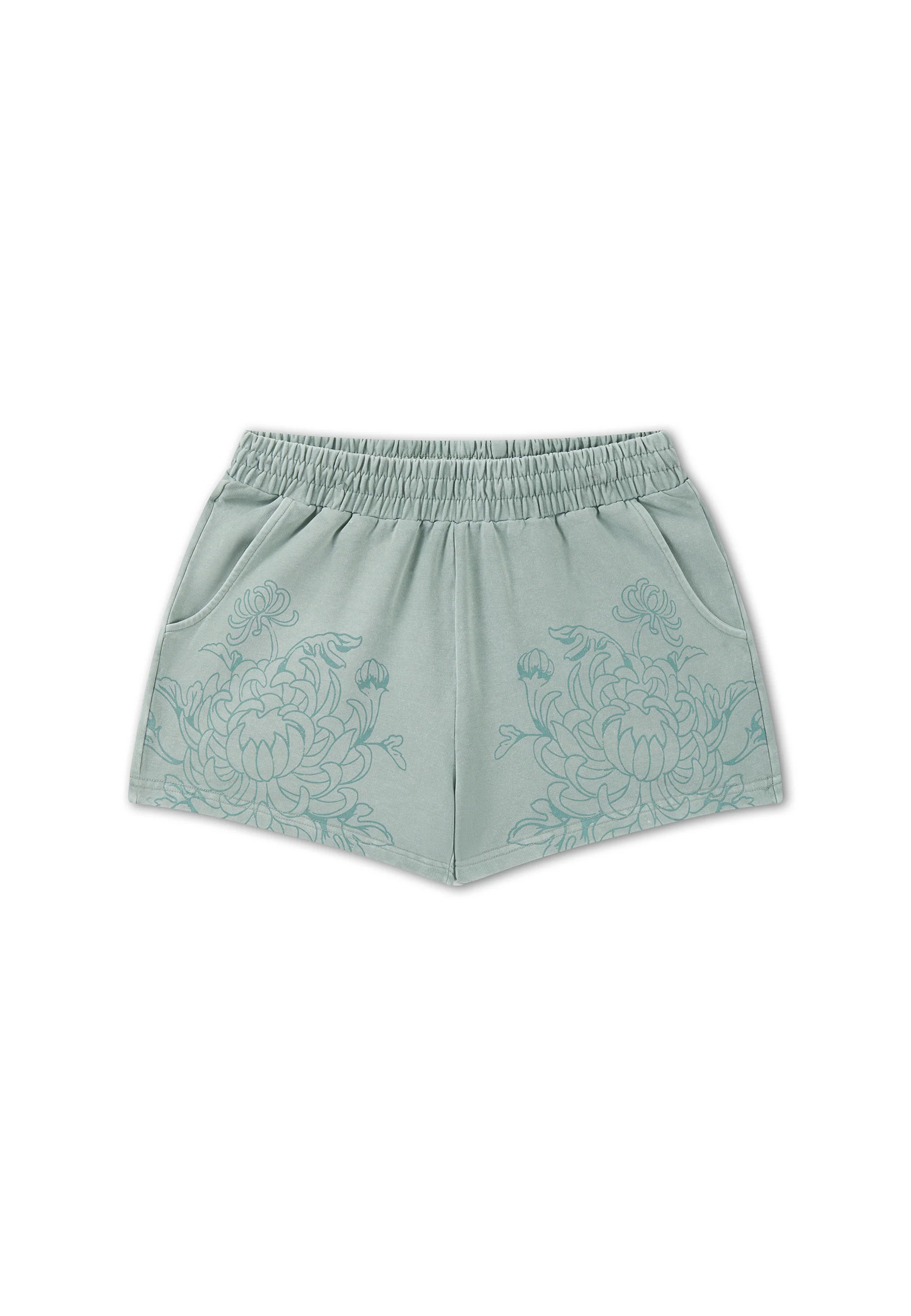Womens Applique Tattoo Sweat Shorts - Green - Image 7