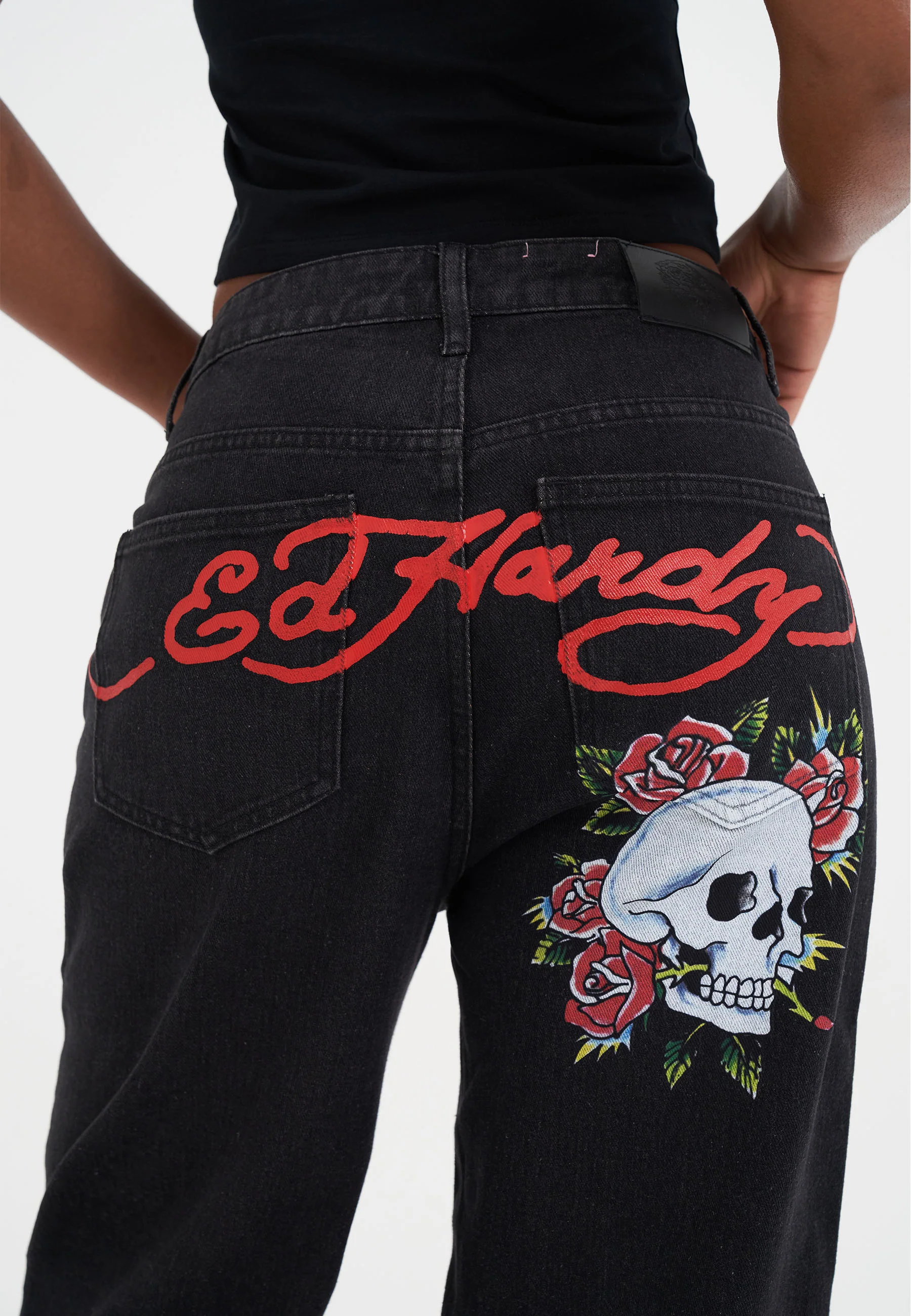 Womens Blooming Death Relaxed Denim Trousers Jeans - Black - Image 3