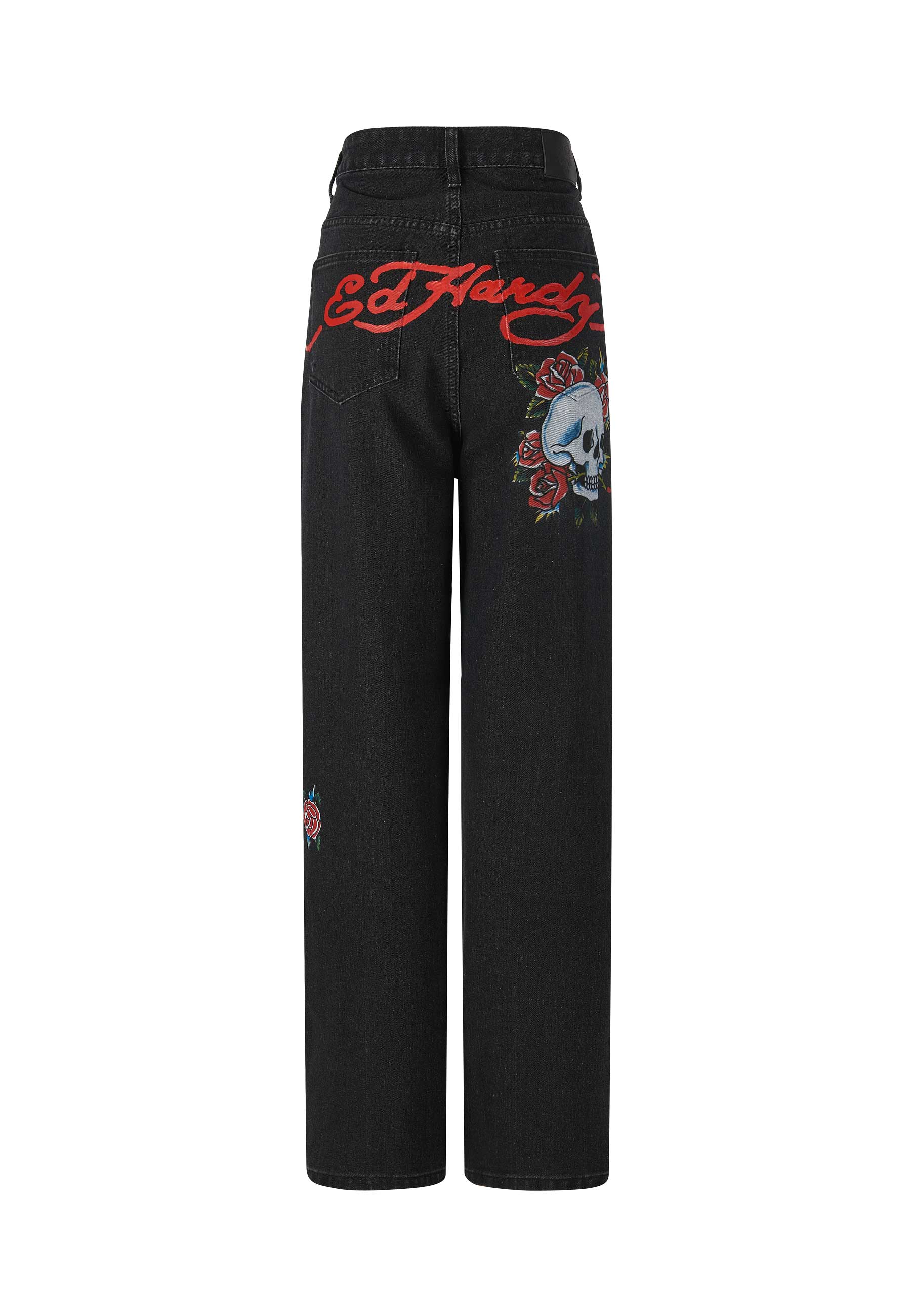 Womens Blooming Death Relaxed Denim Trousers Jeans - Black - Image 6