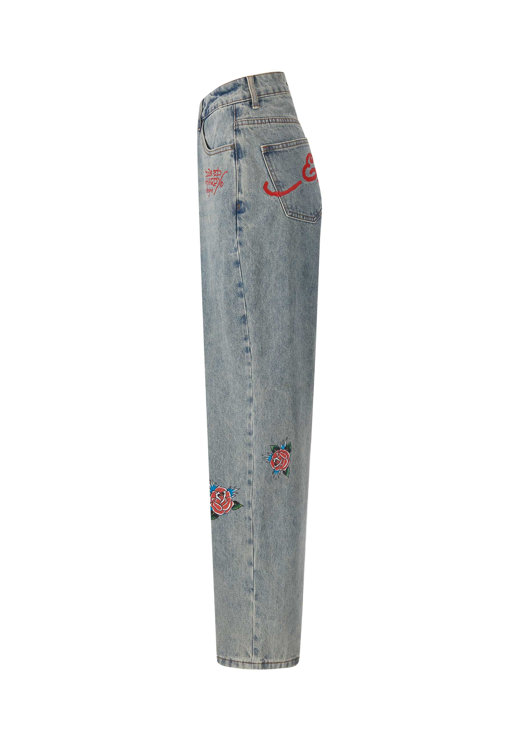 Womens Blooming Death Relaxed Denim Trousers Jeans - Blue - Image 6