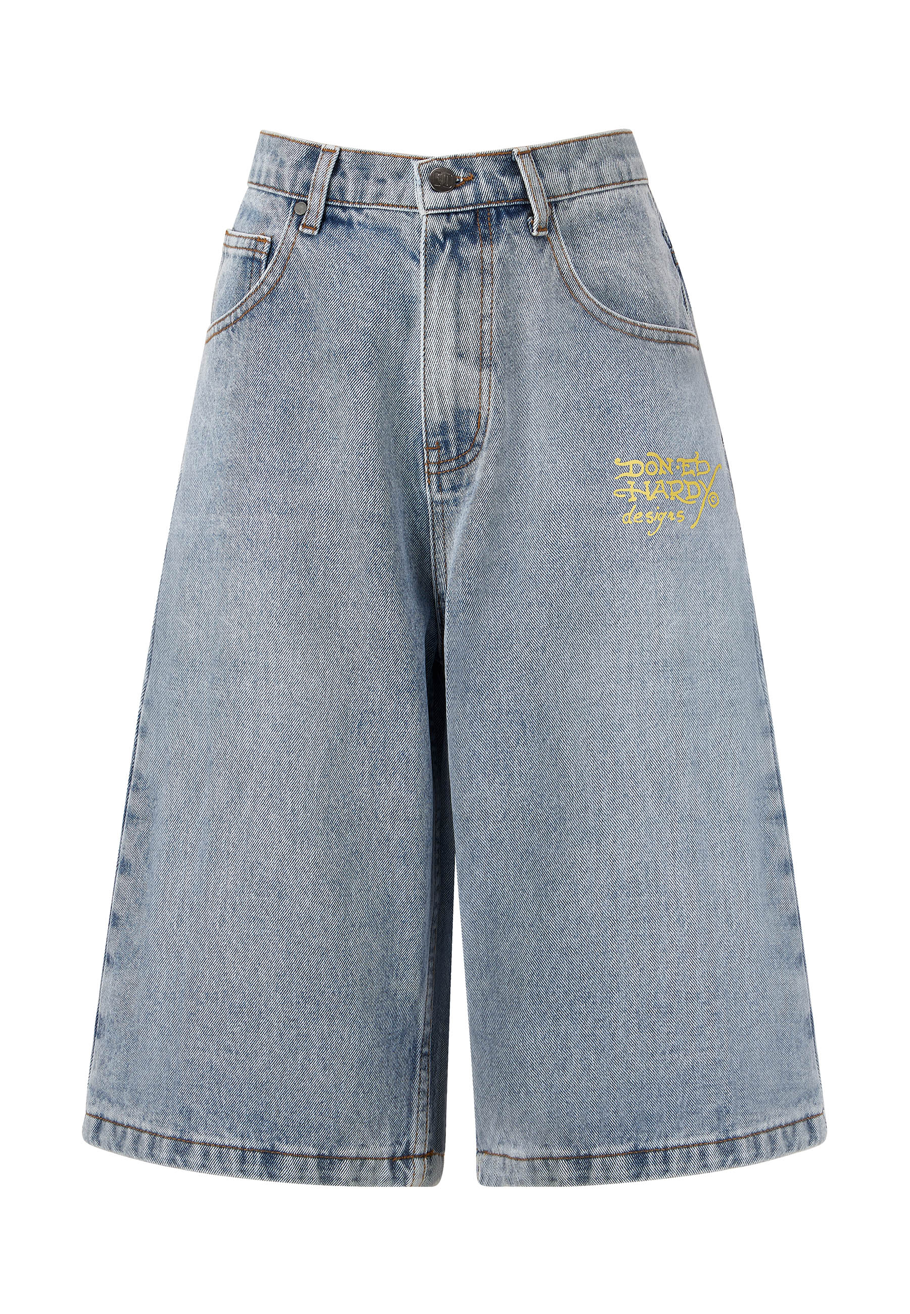 Womens Born Wild Relaxed Denim Jorts Shorts - Bleach - Image 10