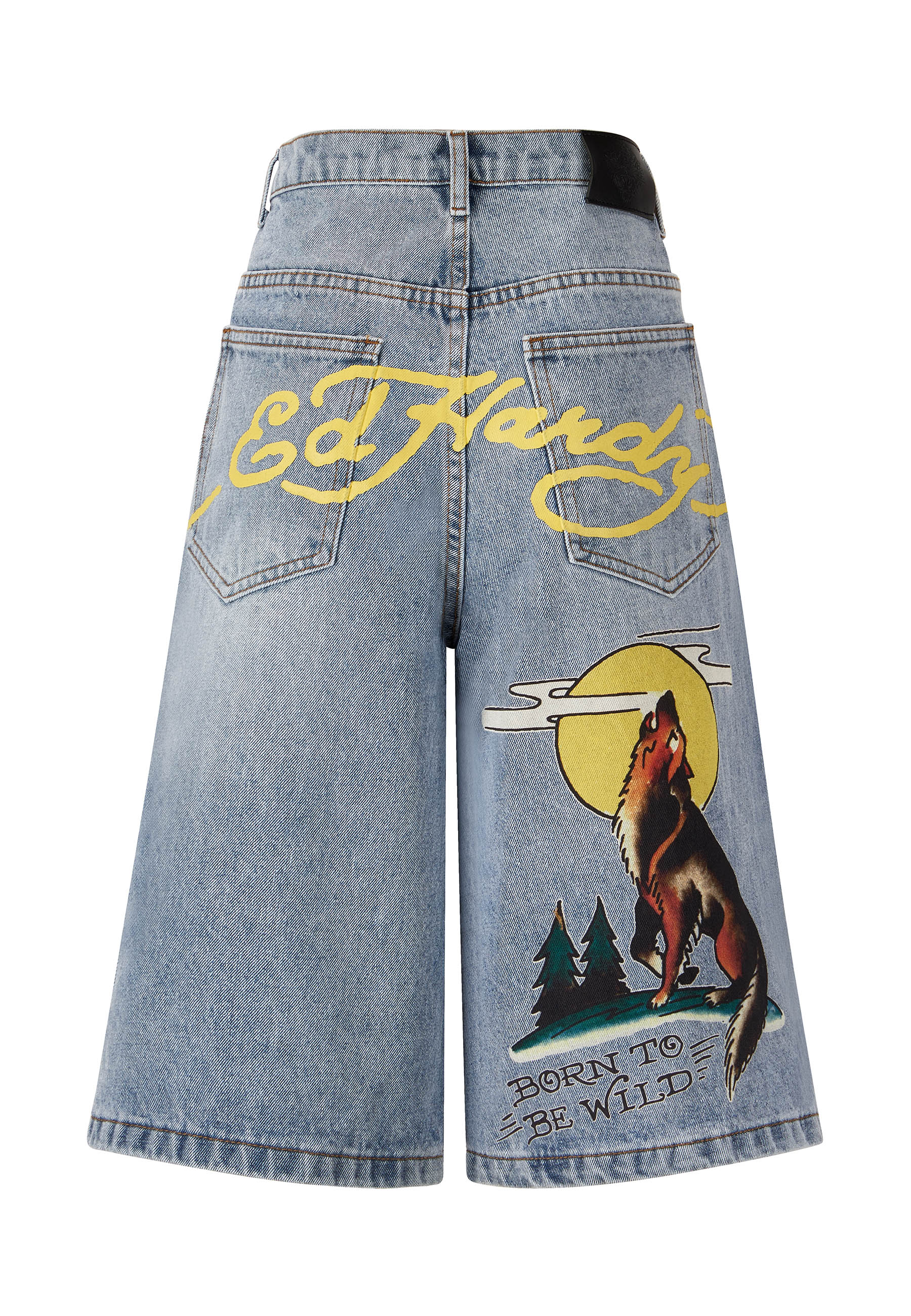 Womens Born Wild Relaxed Denim Jorts Shorts - Bleach - Image 11