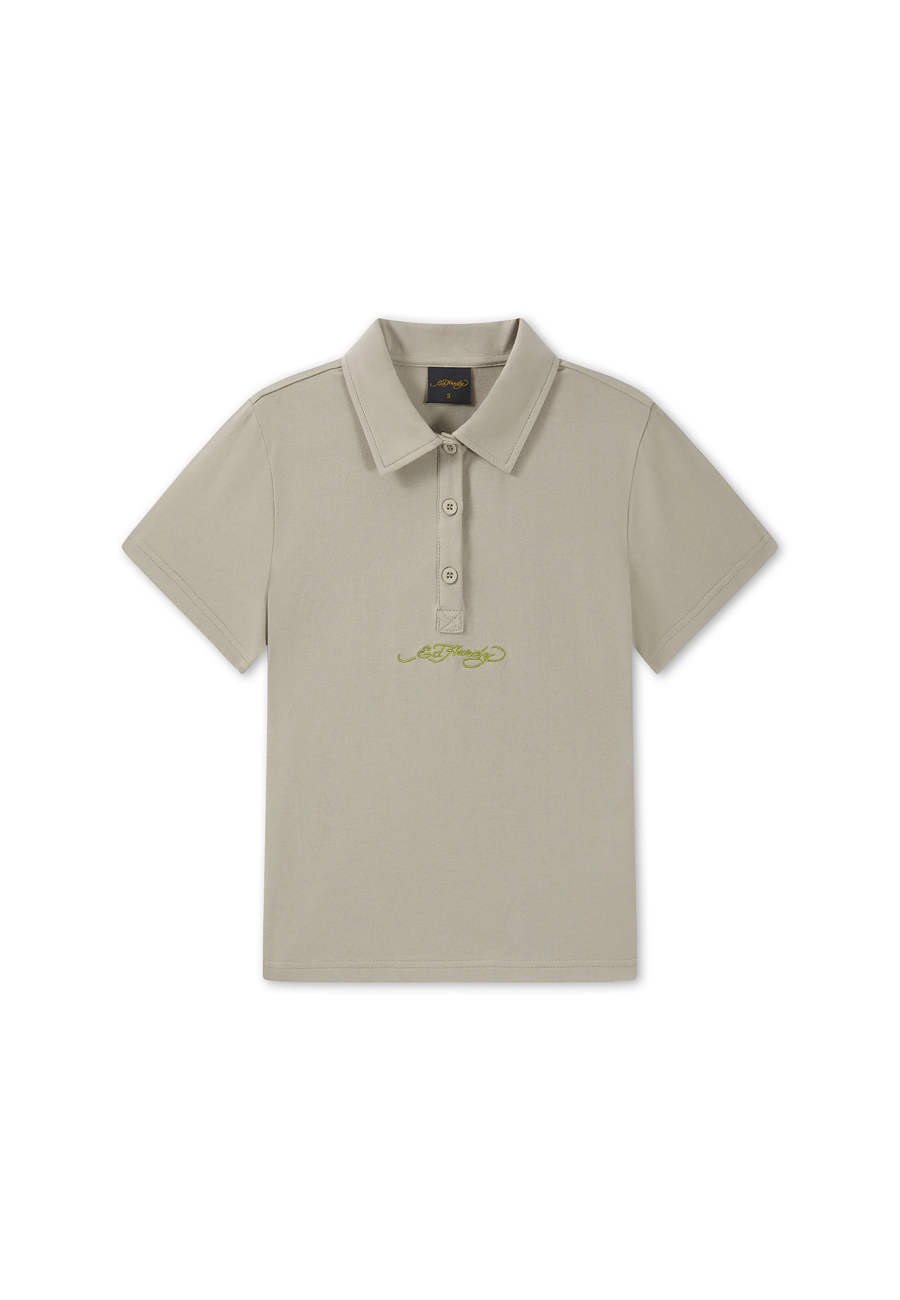 Womens Broken Hearts Mini Polo Shirt - Khaki - Image 8