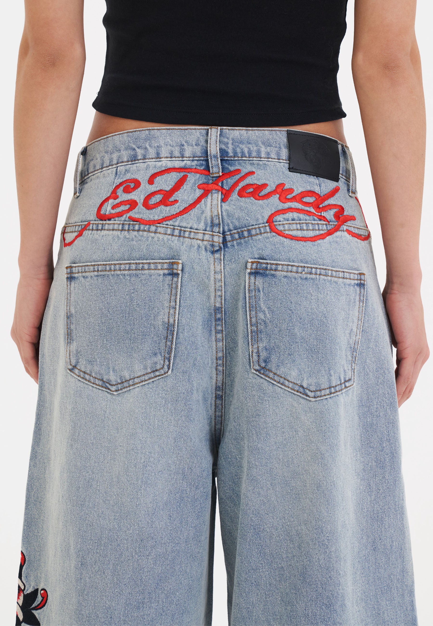 Womens Death Before Dishonour Xtra Oversized Denim Trousers Jeans - Blue - Image 6