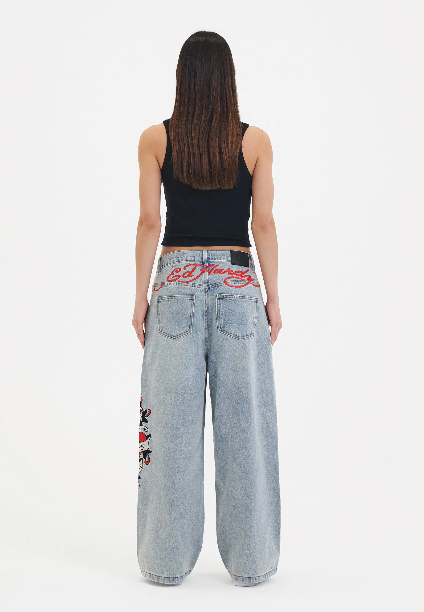 Womens Death Before Dishonour Xtra Oversized Denim Trousers Jeans - Blue - Image 8